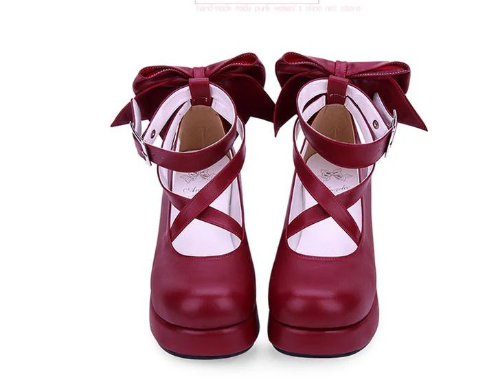 Angelic Imprint - Daily Lolita Leather Shoes Platform Medium Heel Big Bow Shoe - Image 10