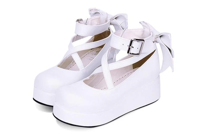 Angelic Imprint - Daily Lolita Leather Shoes Platform Medium Heel Big Bow Shoe - Image 6