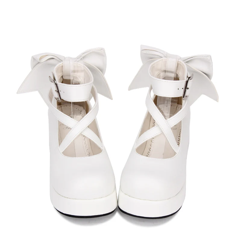 Angelic Imprint - Daily Lolita Leather Shoes Platform Medium Heel Big Bow Shoe - Image 7