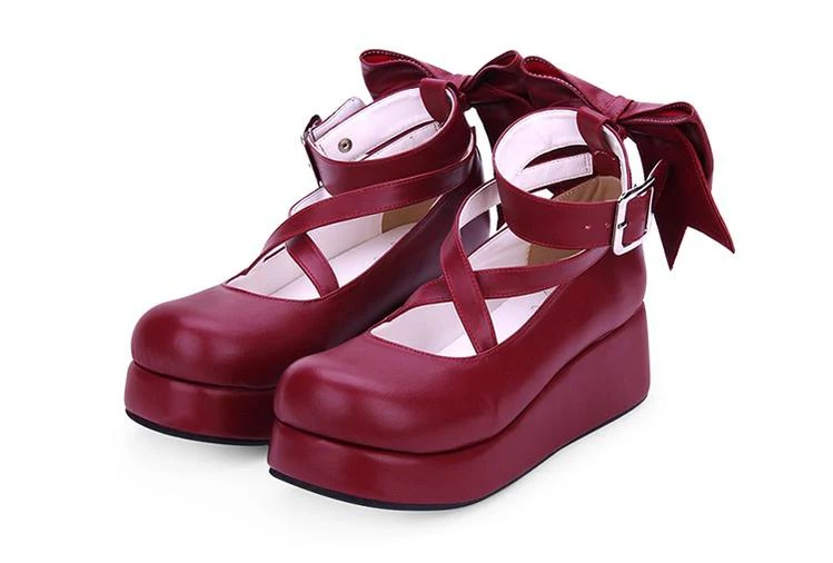 Angelic Imprint - Daily Lolita Leather Shoes Platform Medium Heel Big Bow Shoe - Image 9