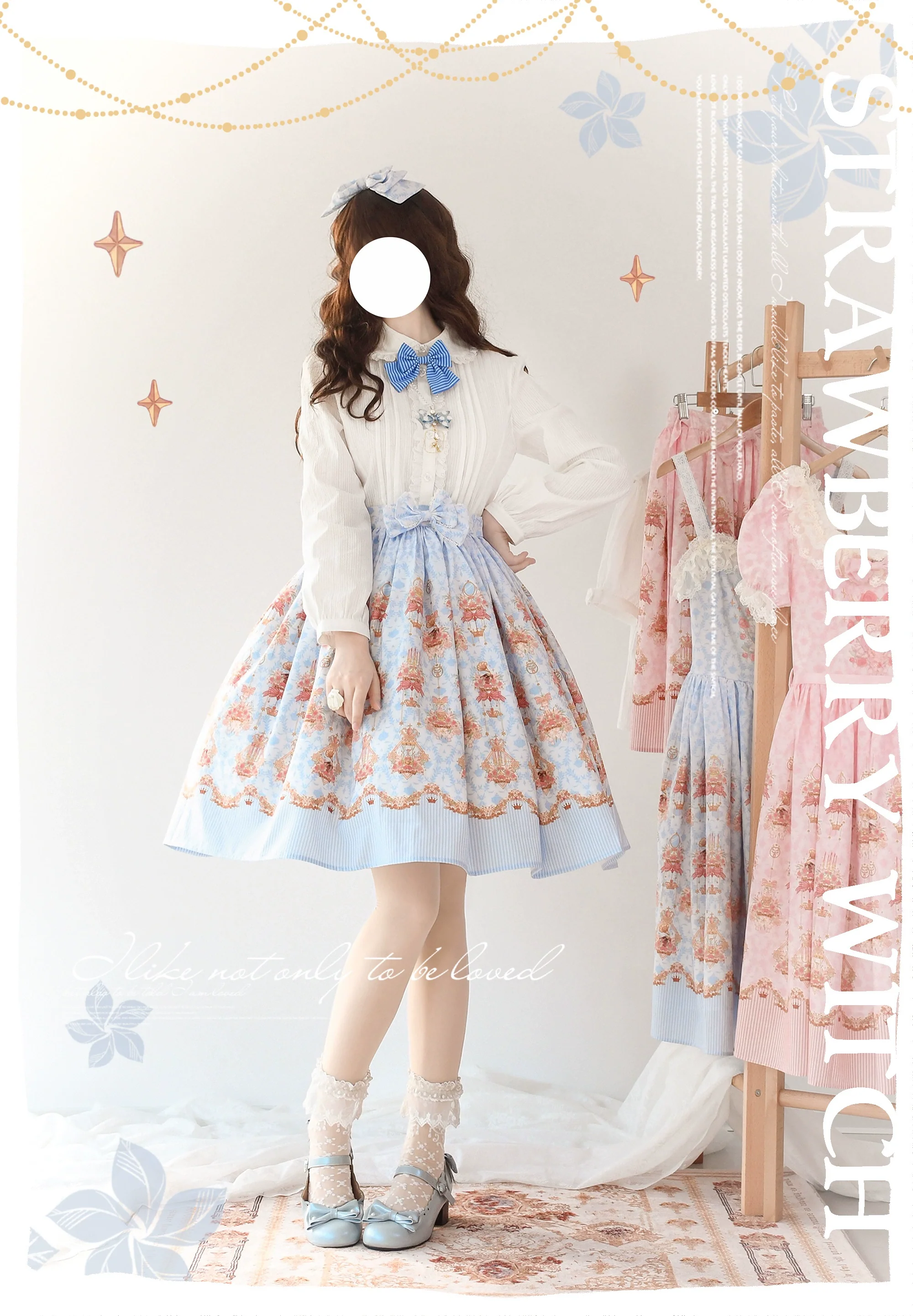 Rose Garden Bunny - Daily Lolita Rose Bunny Printing OP JSK Dress Set - Image 10
