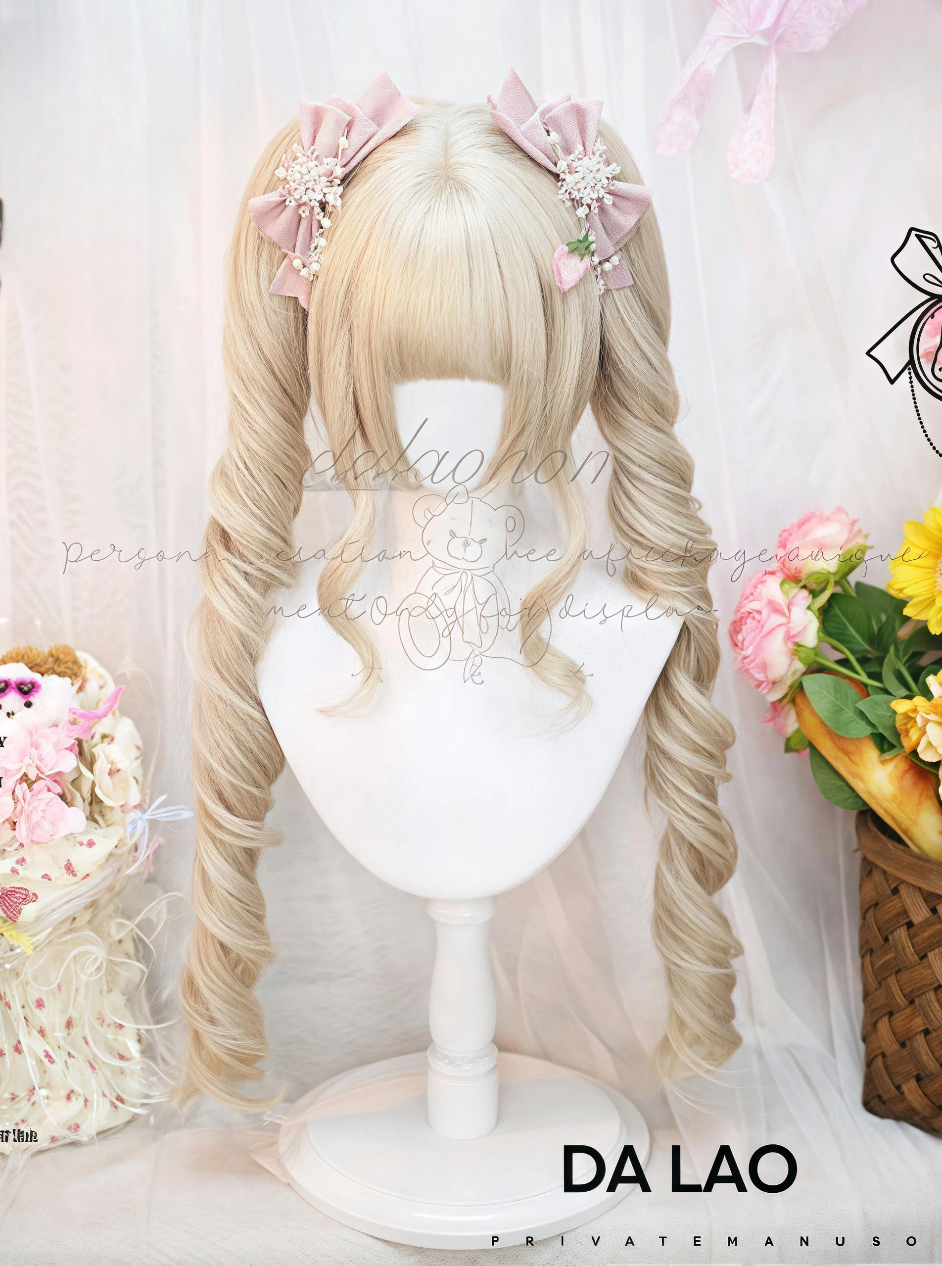 Dalao Home - Daily Lolita Wig with Roman Roll Twins Tails Multi Color - Image 2