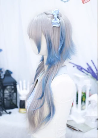 Dalao - Natural Lolita Long Curly Gray Blue Wigs - Image 8