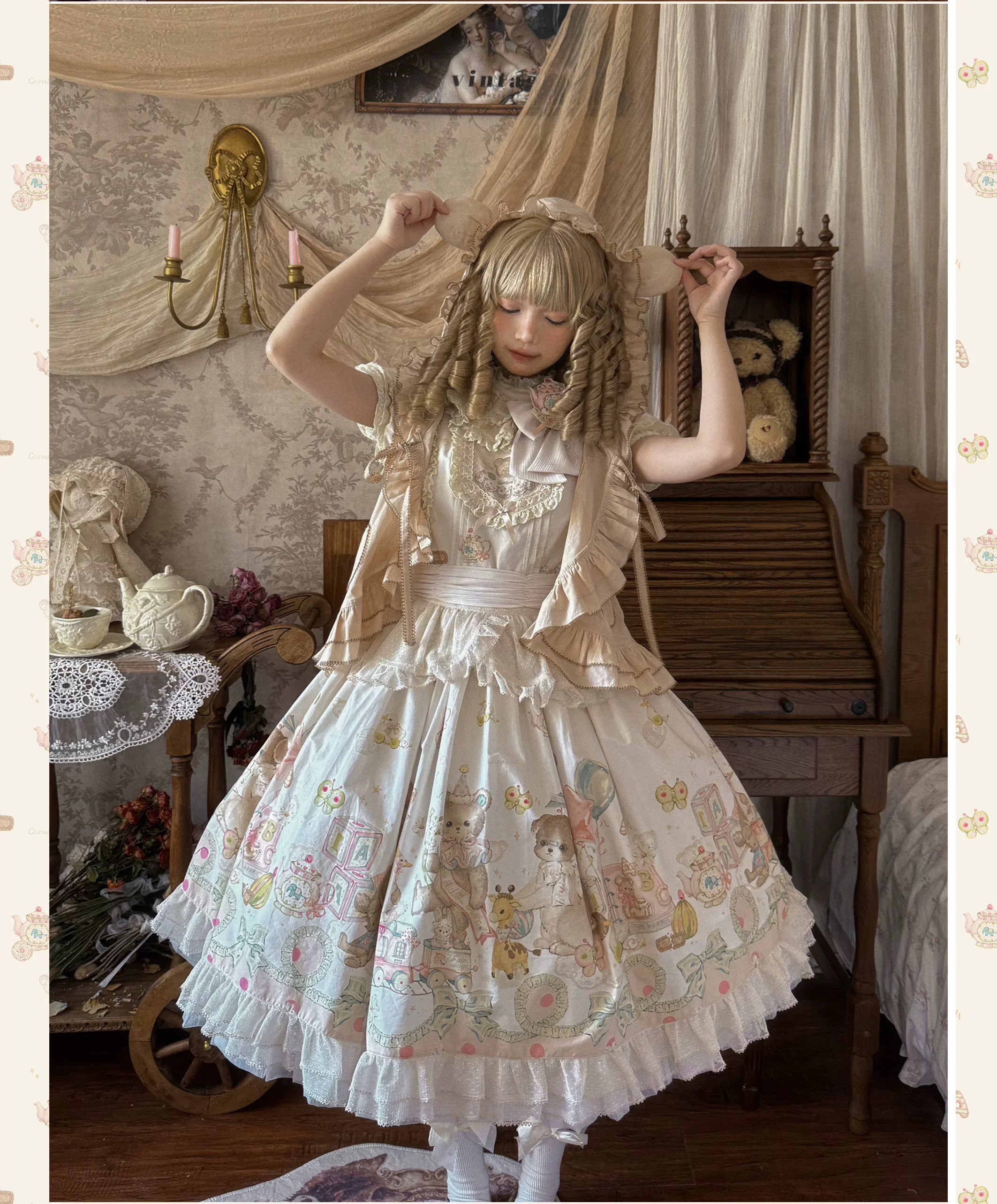 Toy Box - Doll-like Kawaii Lolita OP Dress, Toys Print - Image 13
