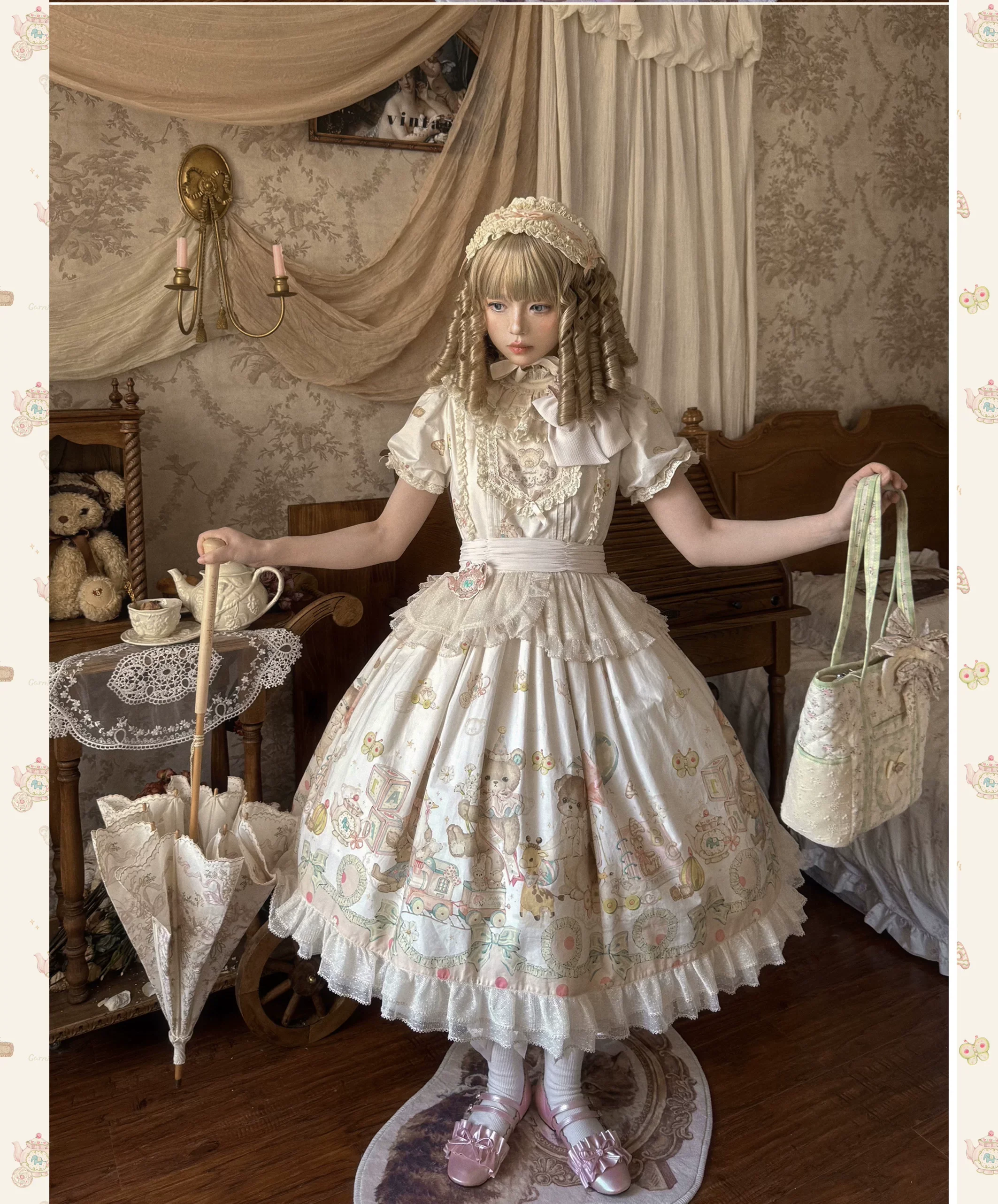 Toy Box - Doll-like Kawaii Lolita OP Dress, Toys Print - Image 4