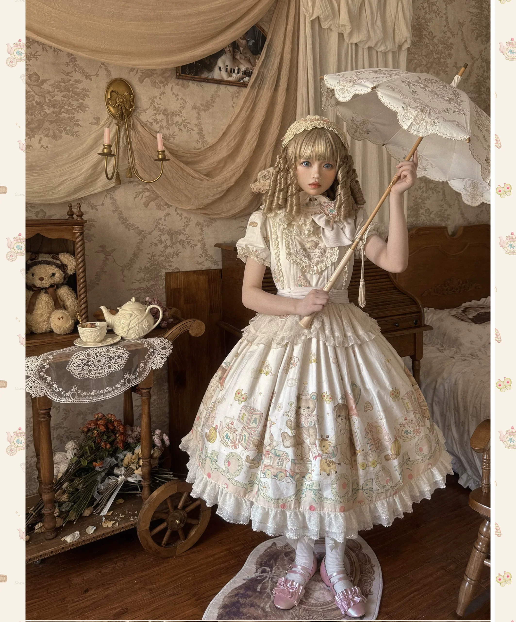Toy Box - Doll-like Kawaii Lolita OP Dress, Toys Print - Image 5