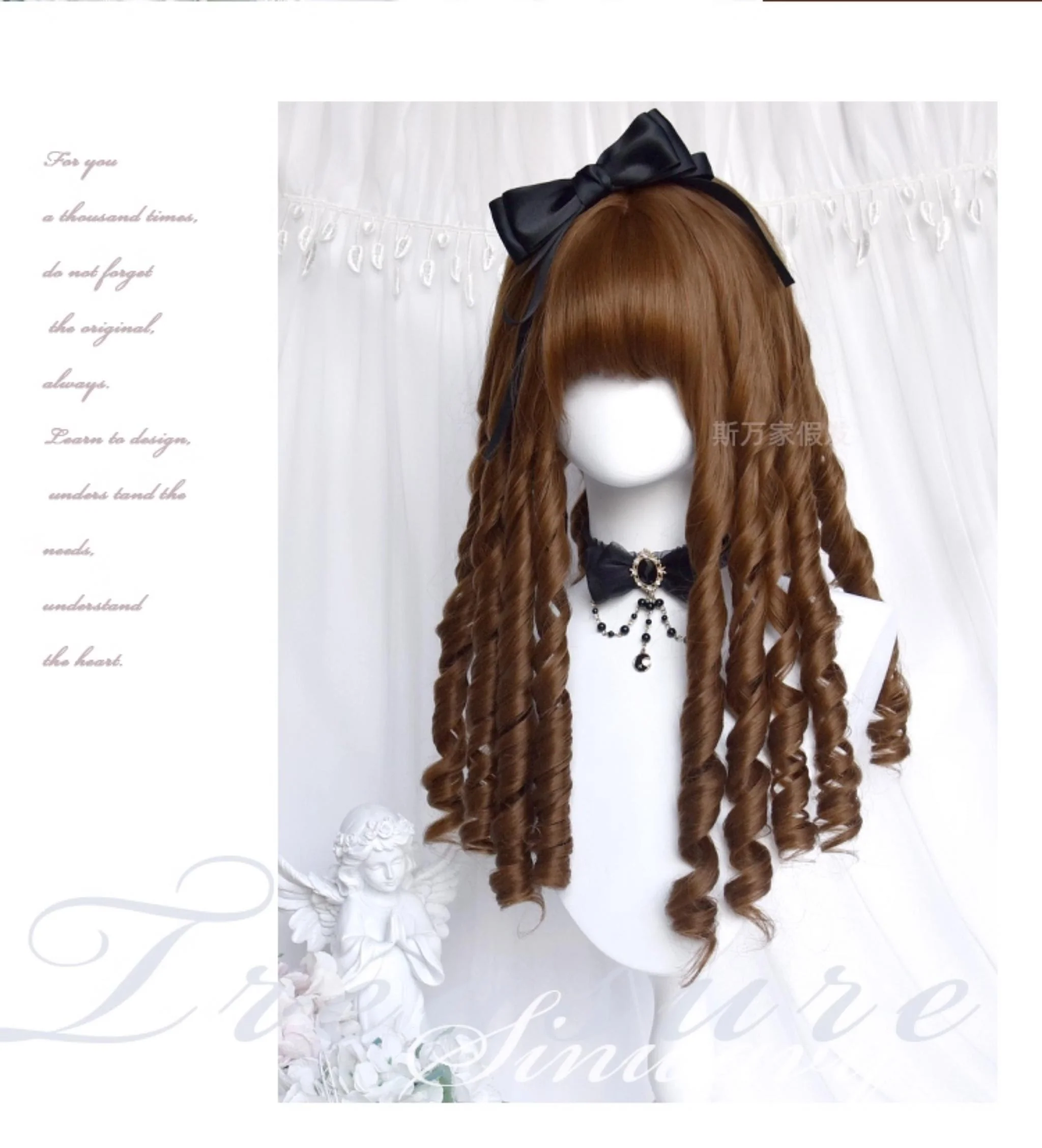 Sinwavy - Doll-like Roman Curl Lolita Wig, Straight Bangs - Image 5