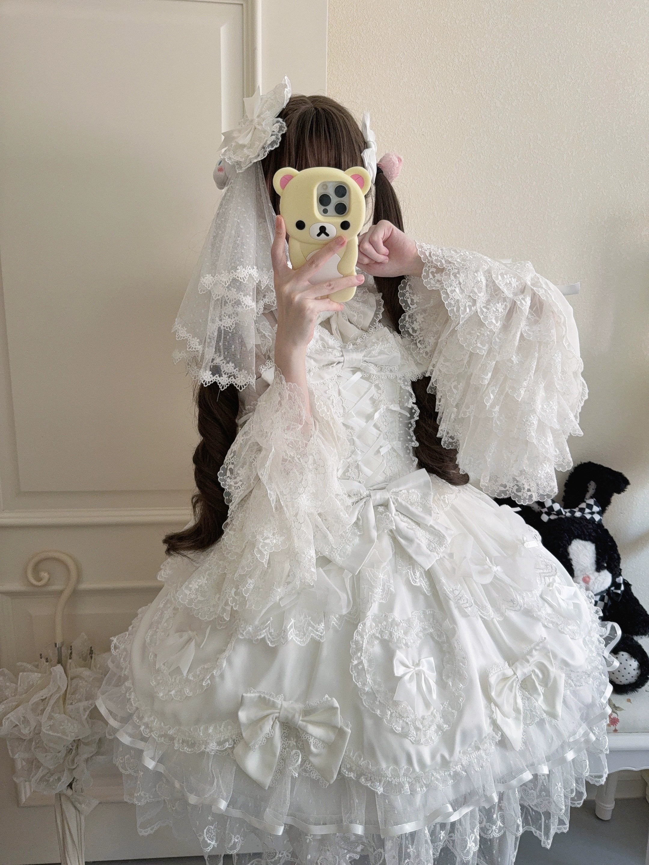 Velvet Sweetheart - Doll-like Sweet Lolita Jumper Dress, Bow Accents - Image 12