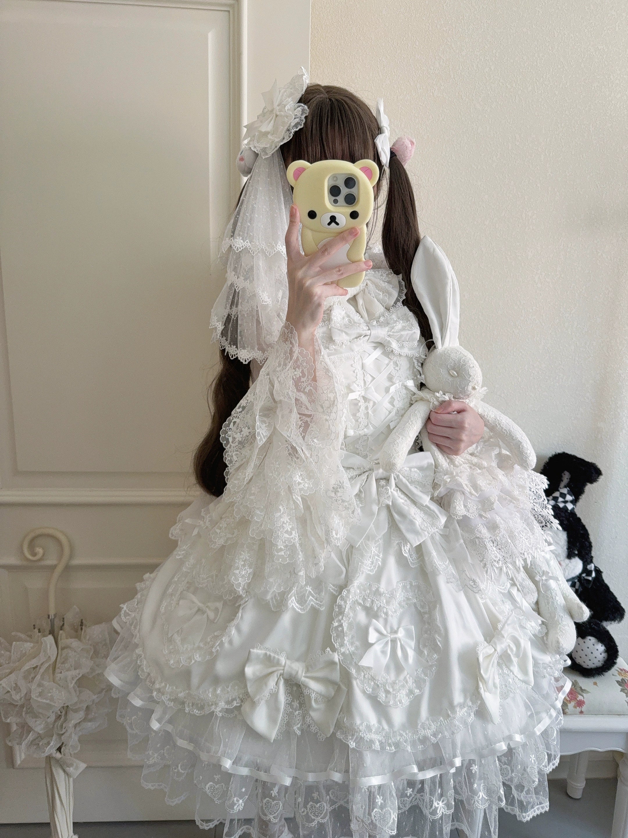 Velvet Sweetheart - Doll-like Sweet Lolita Jumper Dress, Bow Accents - Image 13