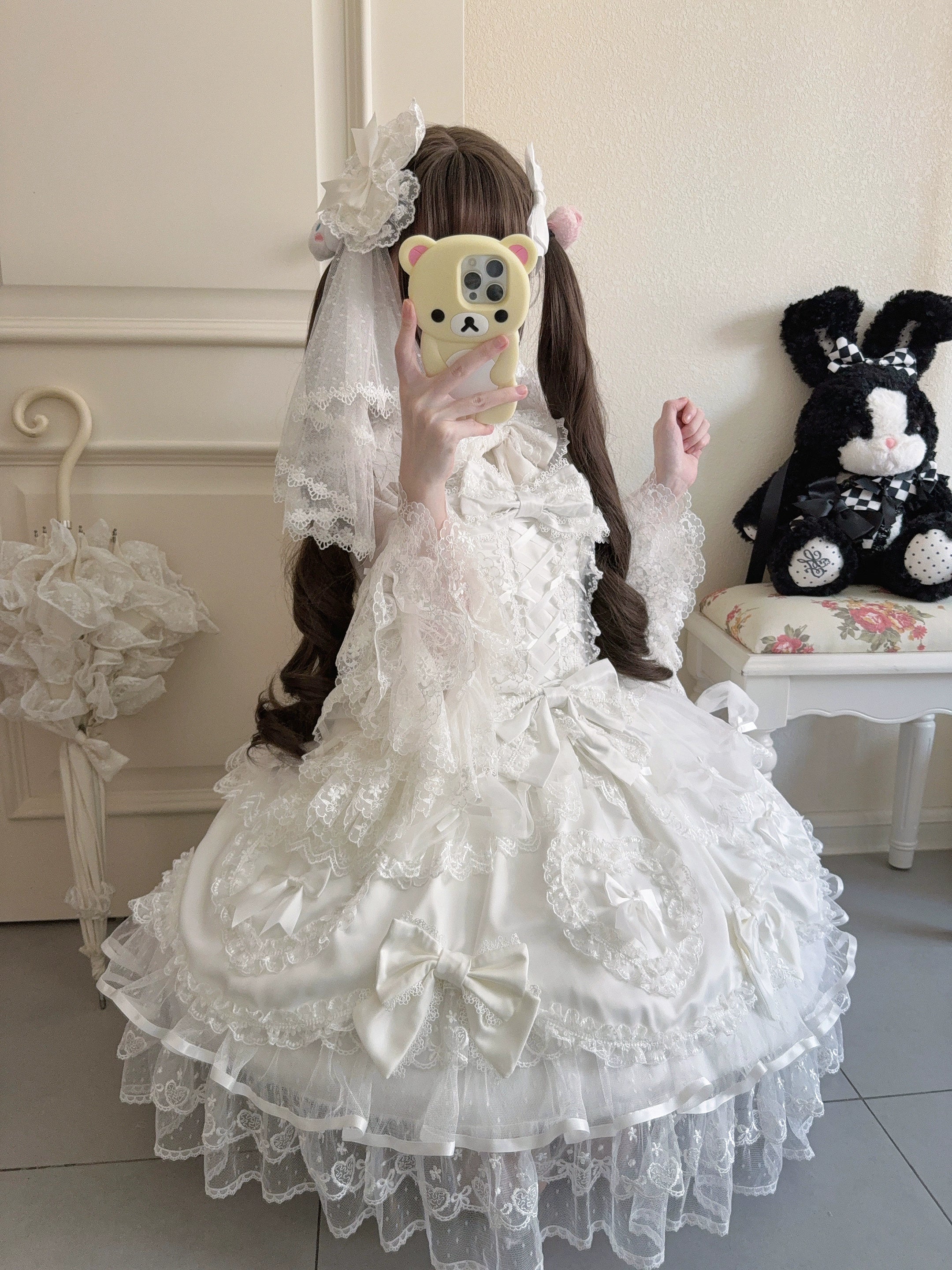 Velvet Sweetheart - Doll-like Sweet Lolita Jumper Dress, Bow Accents - Image 14