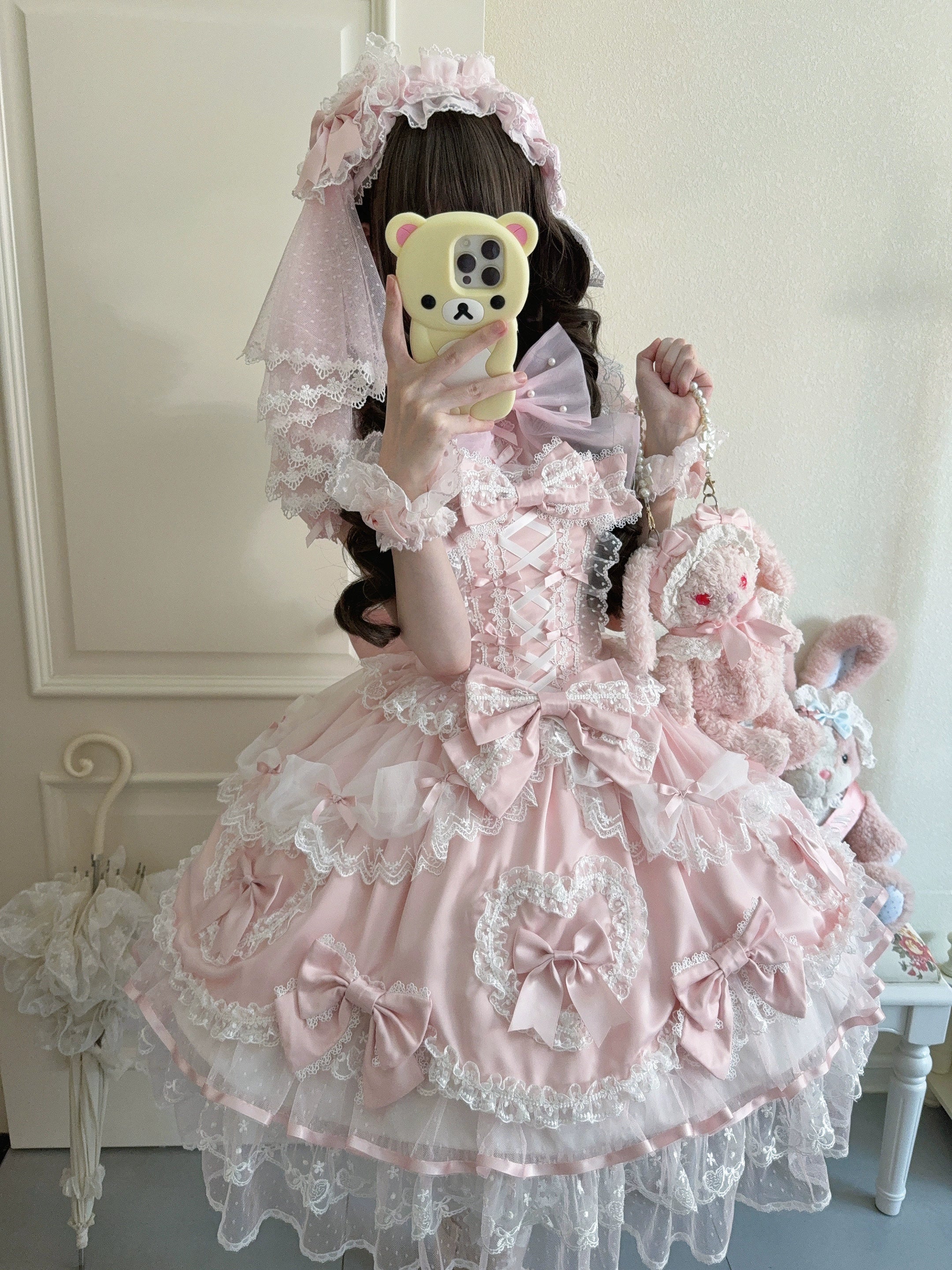 Velvet Sweetheart - Doll-like Sweet Lolita Jumper Dress, Bow Accents - Image 17