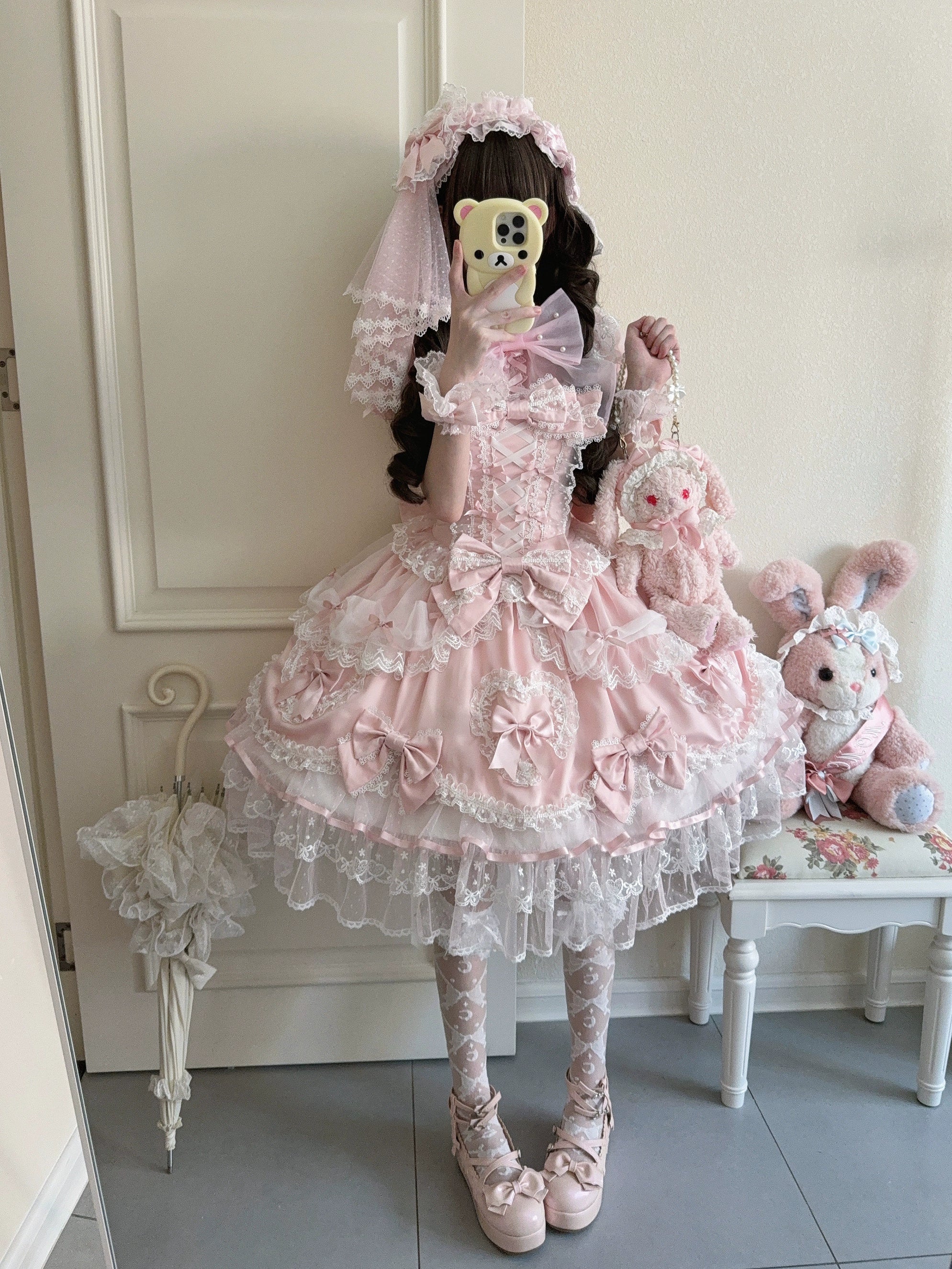 Velvet Sweetheart - Doll-like Sweet Lolita Jumper Dress, Bow Accents - Image 18