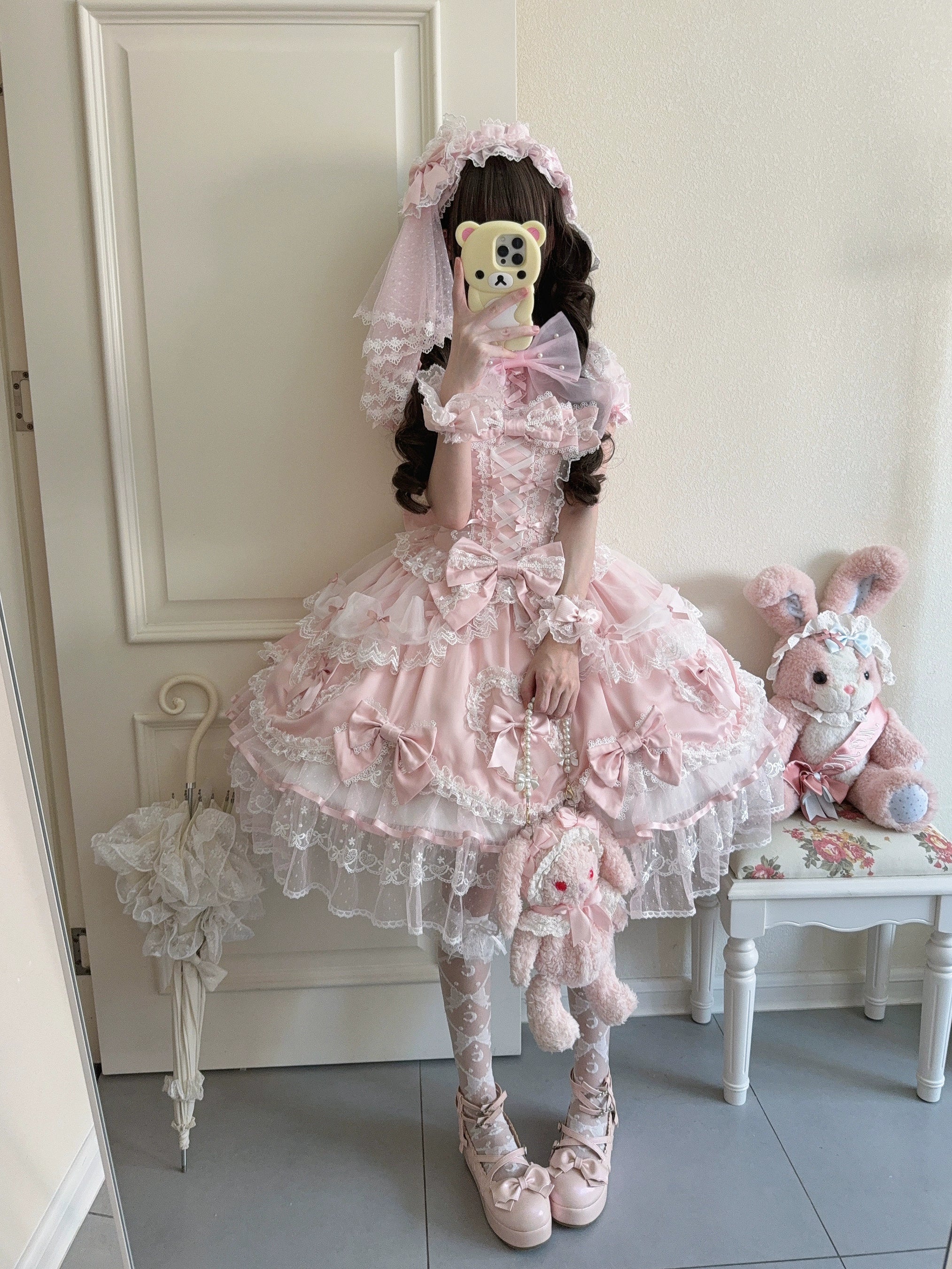 Velvet Sweetheart - Doll-like Sweet Lolita Jumper Dress, Bow Accents - Image 19