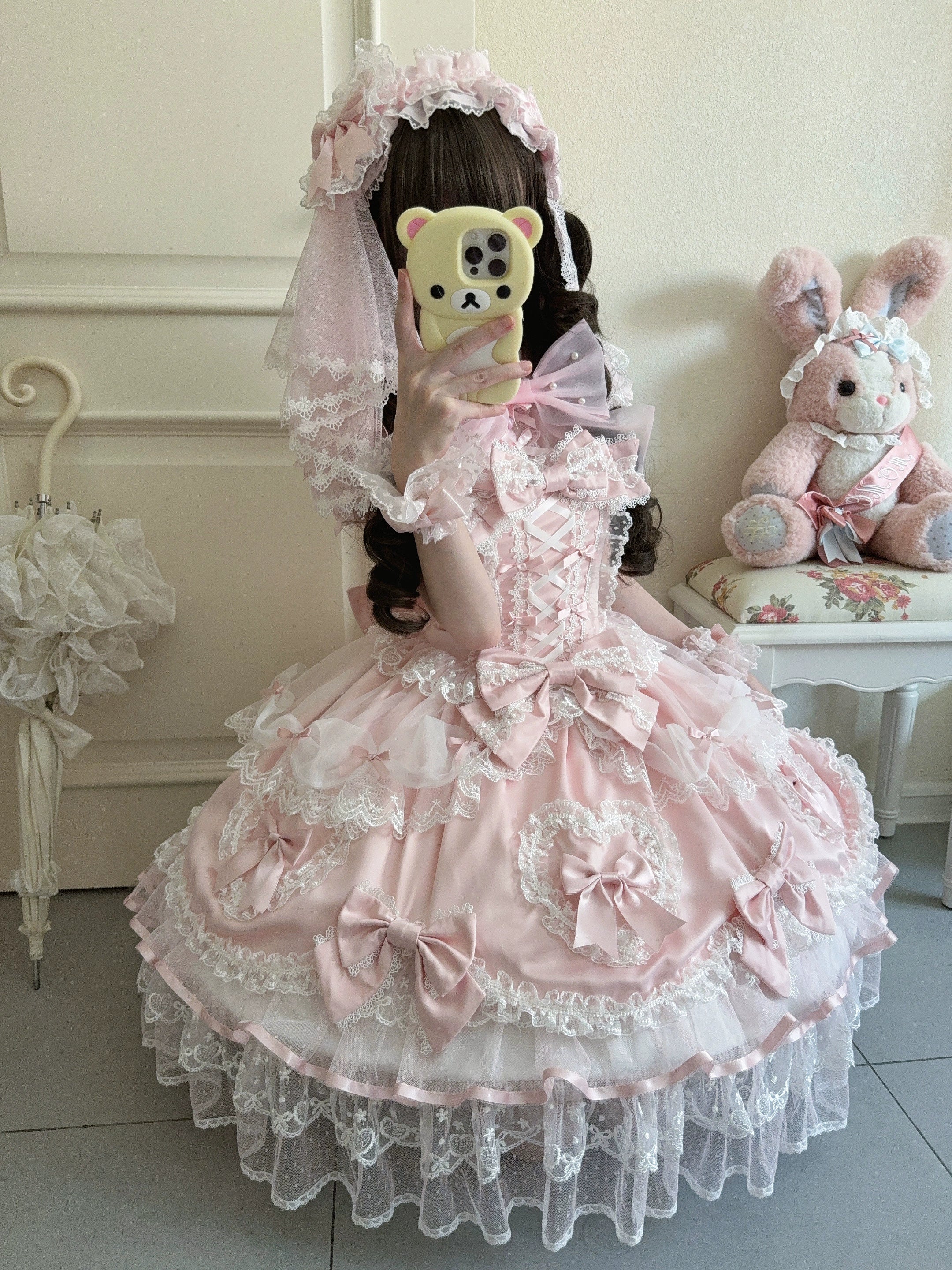 Velvet Sweetheart - Doll-like Sweet Lolita Jumper Dress, Bow Accents - Image 20