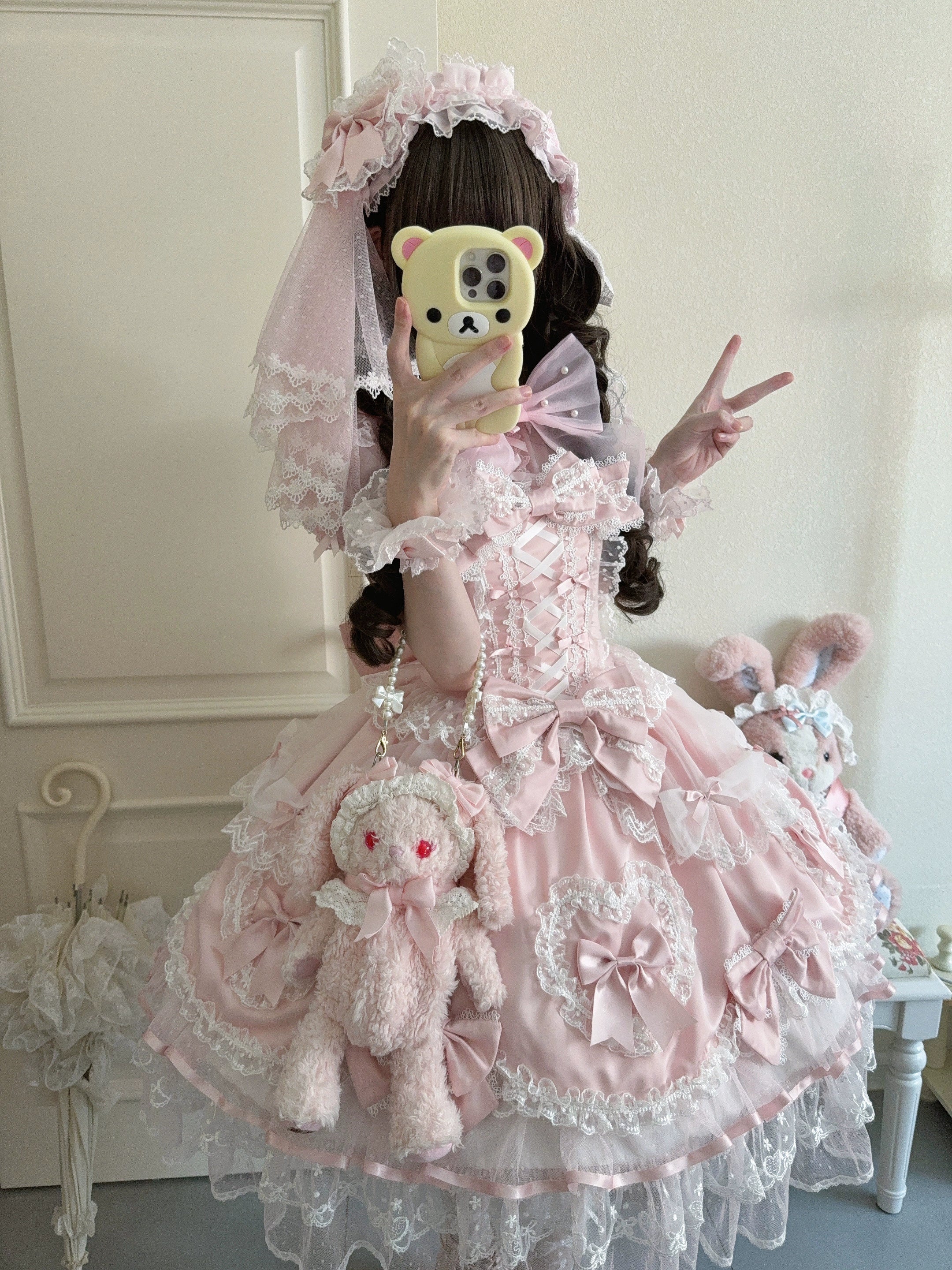 Velvet Sweetheart - Doll-like Sweet Lolita Jumper Dress, Bow Accents - Image 21