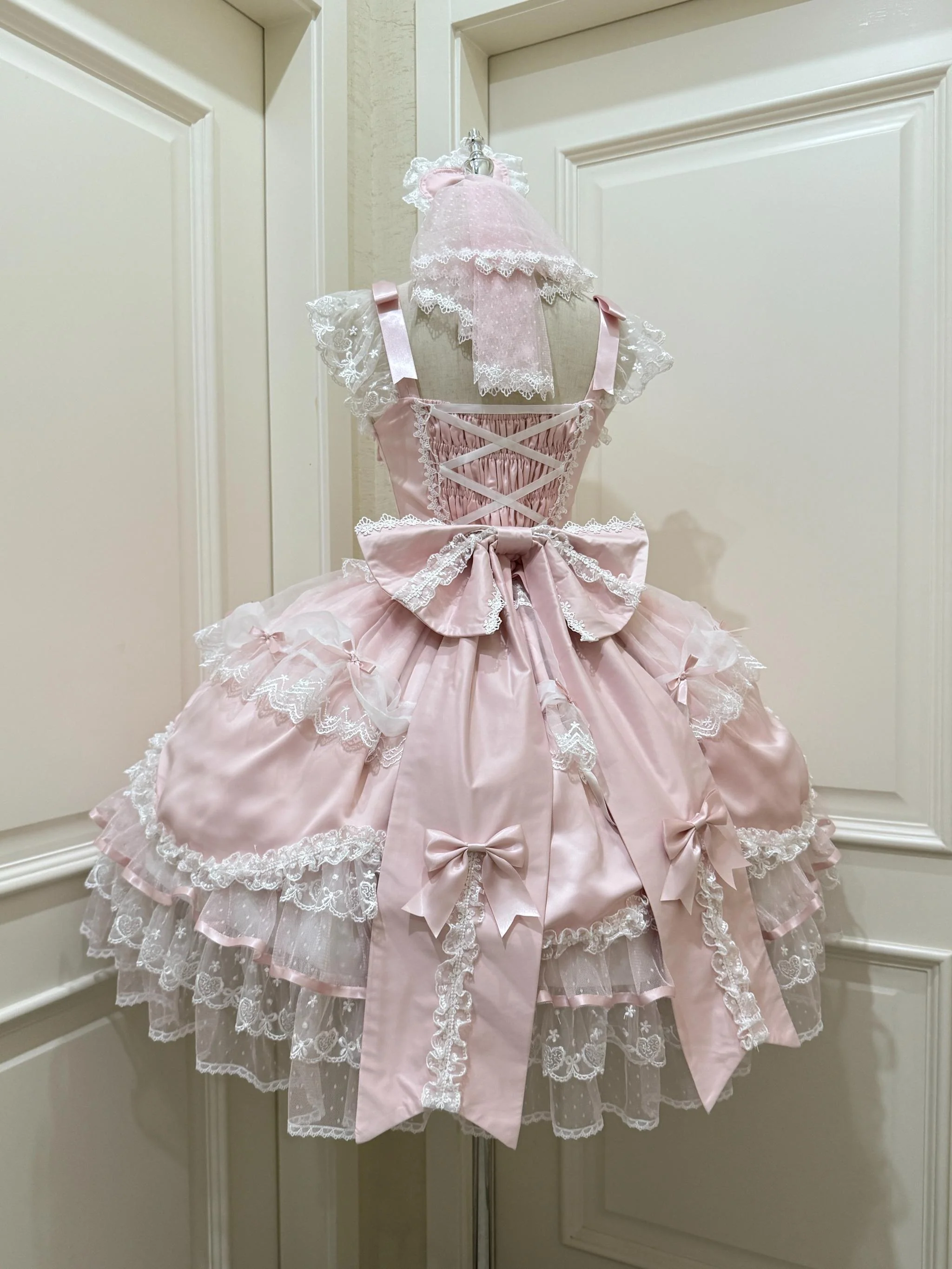 Velvet Sweetheart - Doll-like Sweet Lolita Jumper Dress, Bow Accents - Image 7