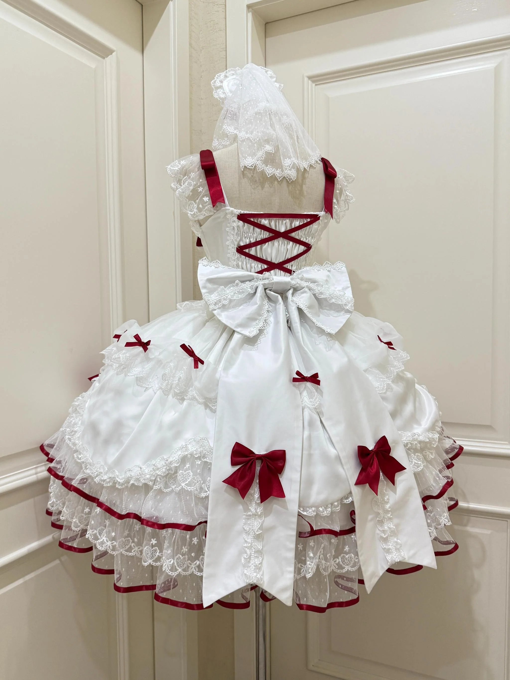Velvet Sweetheart - Doll-like Sweet Lolita Jumper Dress, Bow Accents - Image 8