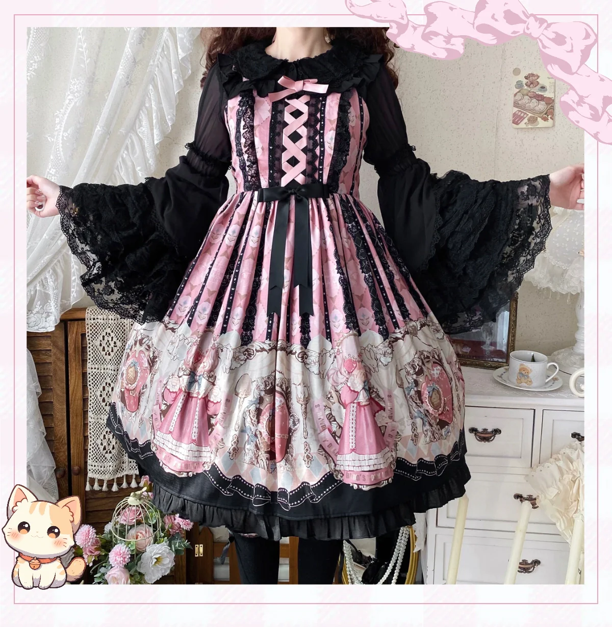 Qianmu - Granulated Sugar - Doll-like Sweet Lolita Lace Blouse, Hime Sleeve - Image 5