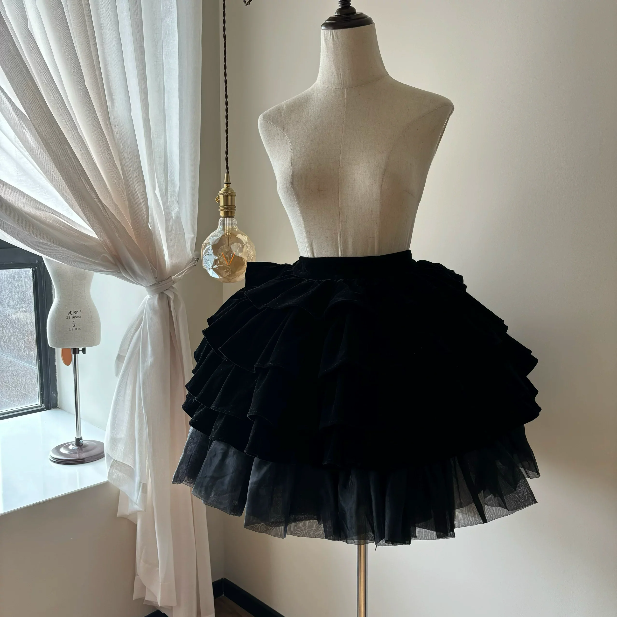 A Tiny Cake - Doll-like Velvet Lolita Skirt, Tiered Skirt - Image 2