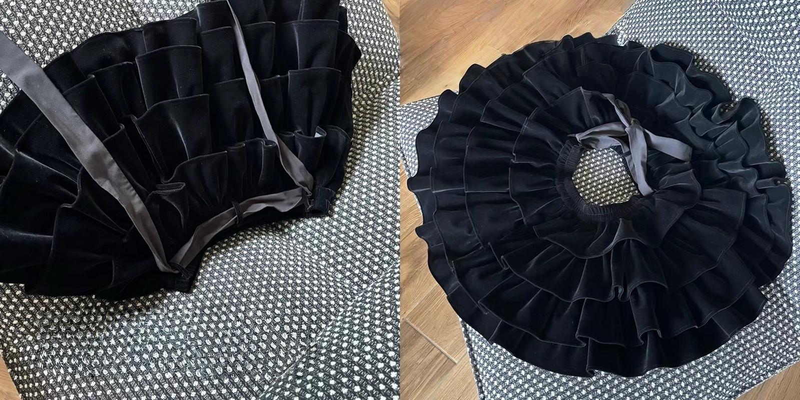 A Tiny Cake - Doll-like Velvet Lolita Skirt, Tiered Skirt - Image 3