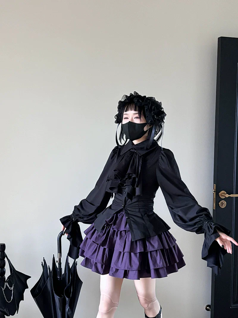 A Tiny Cake - Doll-like Velvet Lolita Skirt, Tiered Skirt - Image 7