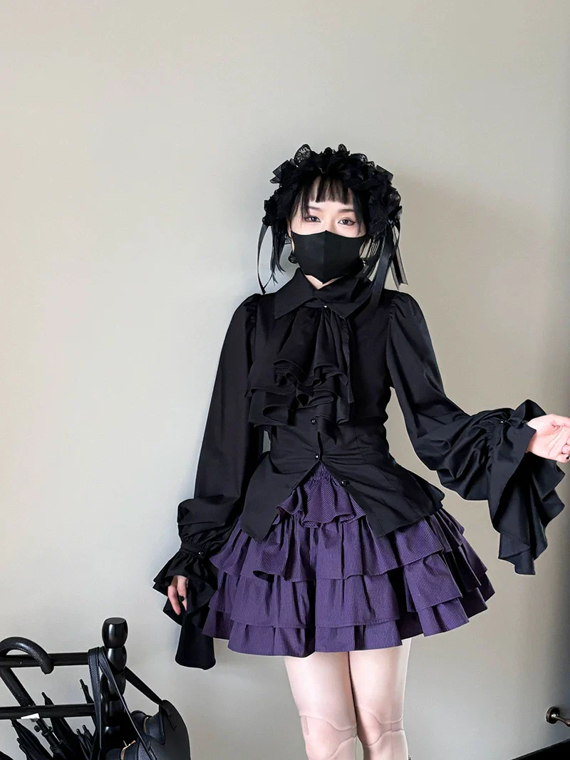 A Tiny Cake - Doll-like Velvet Lolita Skirt, Tiered Skirt - Image 9