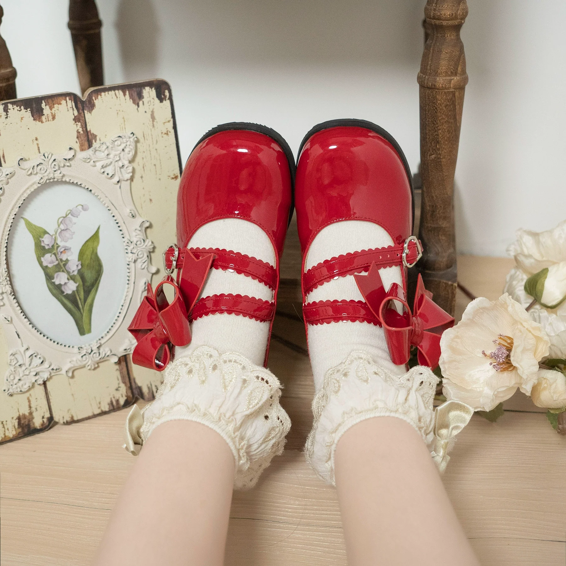 Dolly Doll - Apple Candy - Mary Jane Lolita Shoes Bow PU Low-Mid Heel Shoes - Image 19