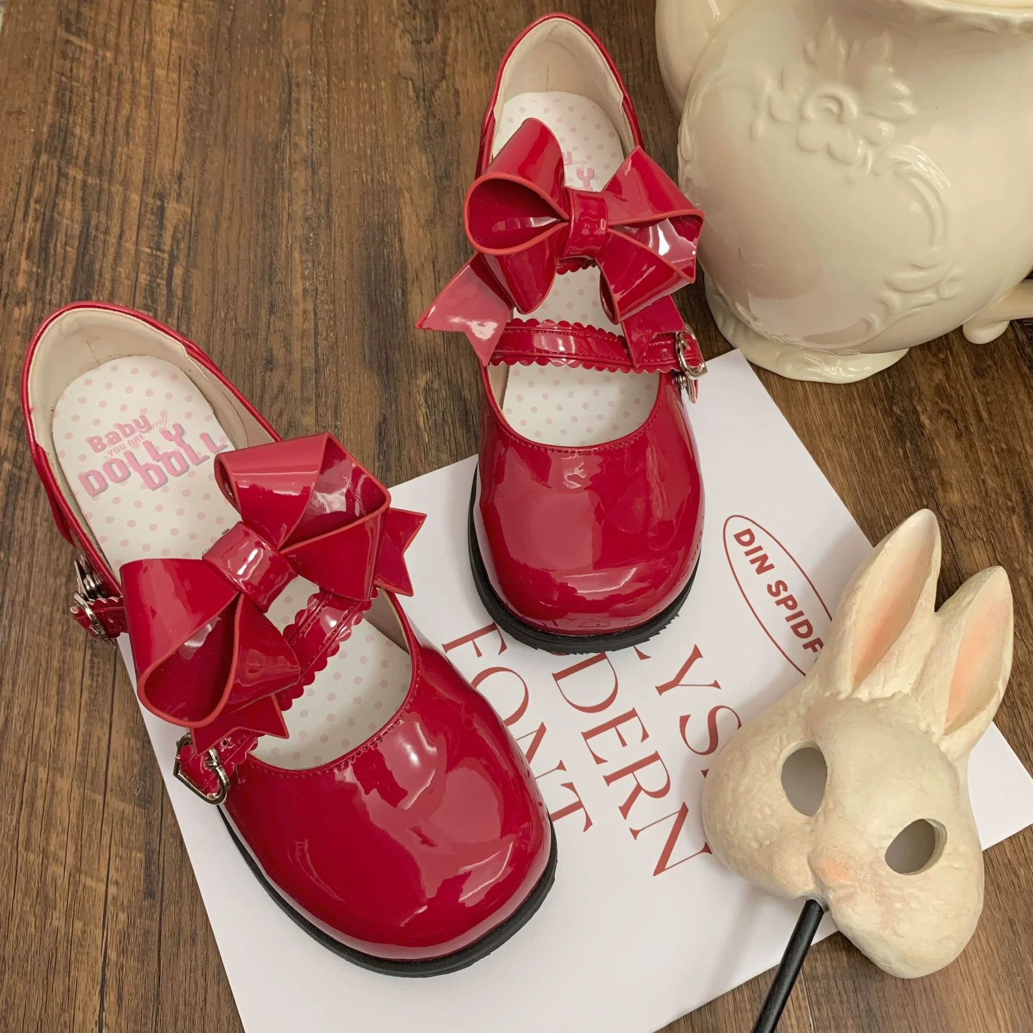 Dolly Doll - Apple Candy - Mary Jane Lolita Shoes Bow PU Low-Mid Heel Shoes - Image 23