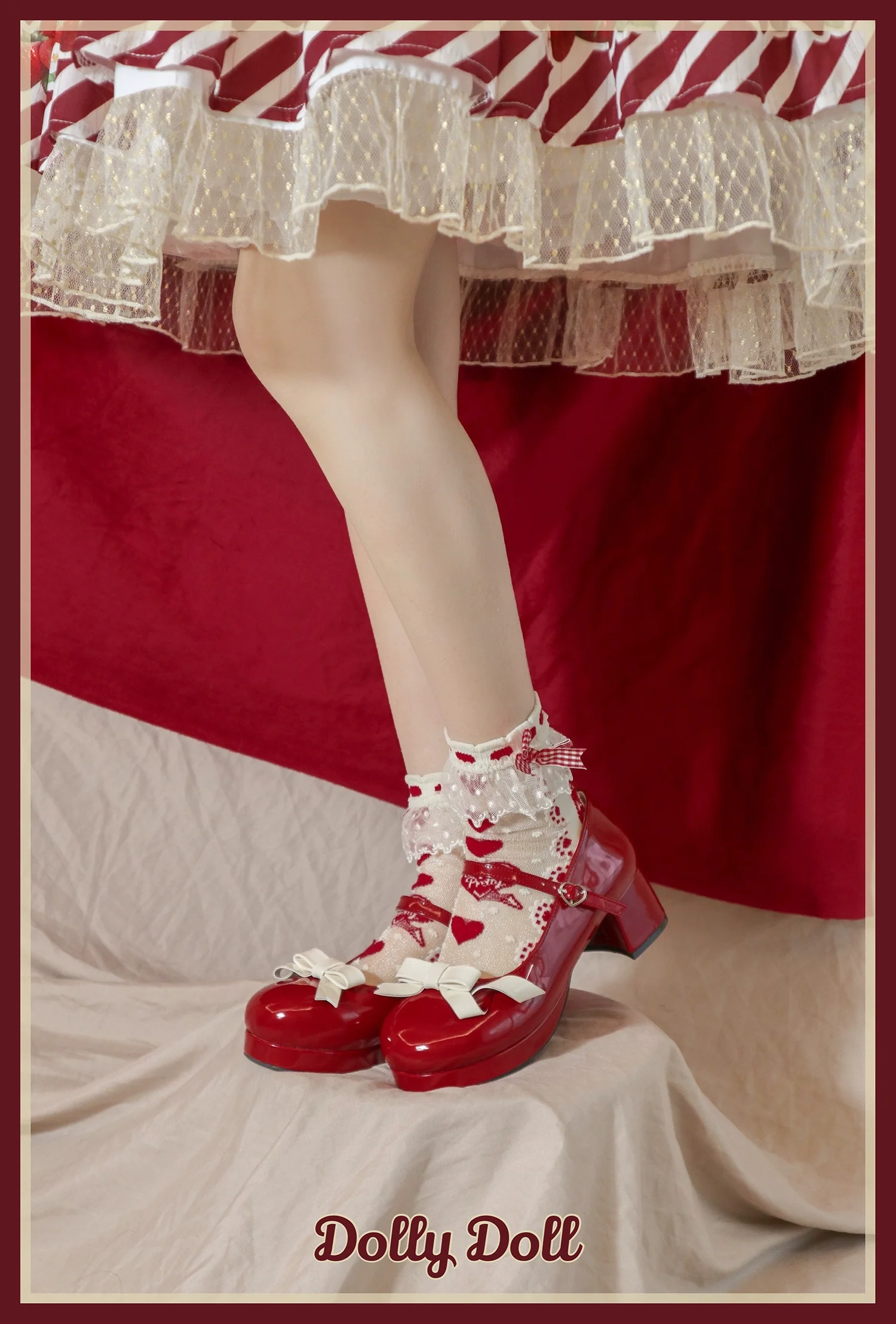 Dolly Doll - Lovers' Gift - Round Toe Middle Heel Mary Jane Lolita Shoes - Image 11
