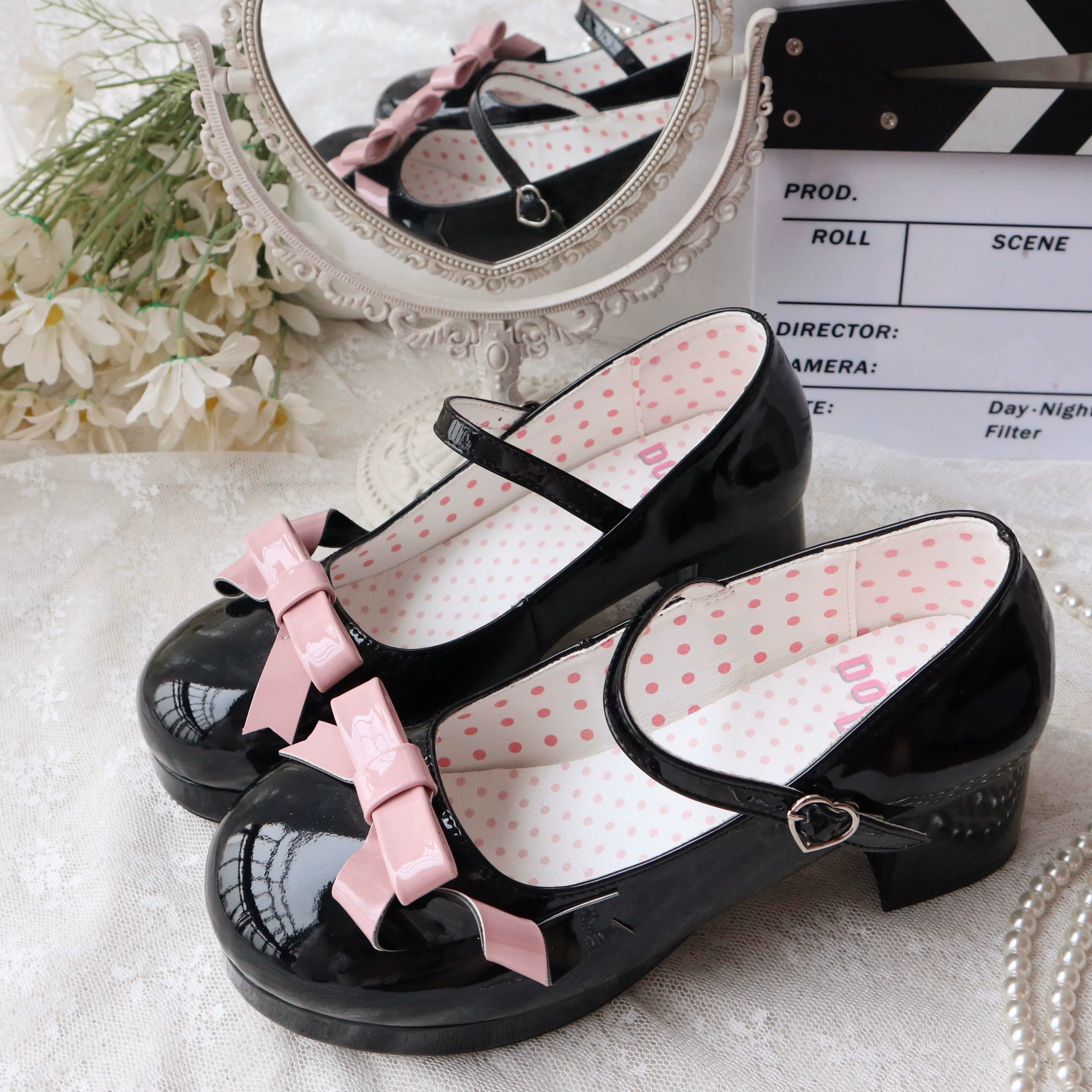 Dolly Doll - Lovers' Gift - Round Toe Middle Heel Mary Jane Lolita Shoes - Image 57