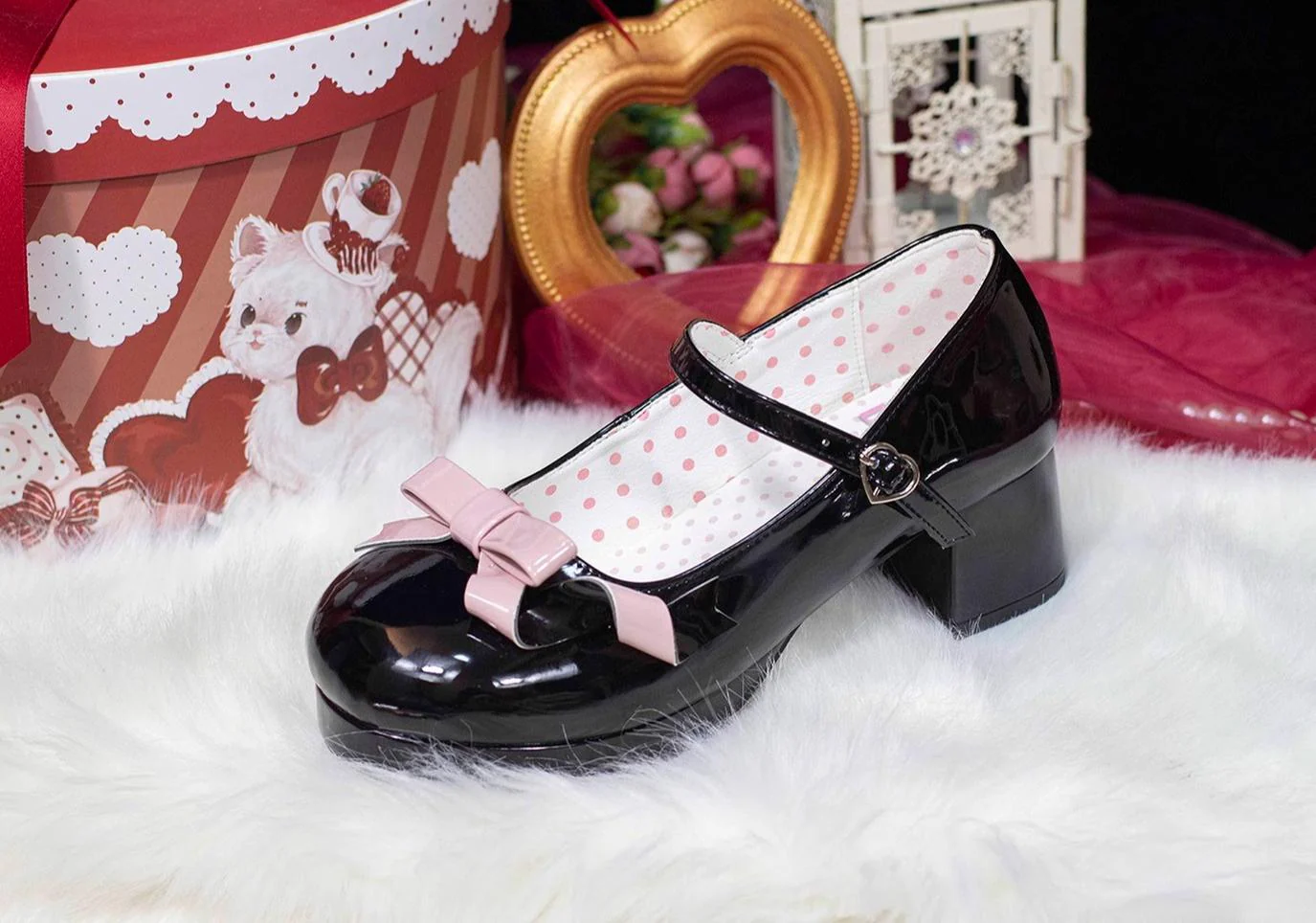 Dolly Doll - Lovers' Gift - Round Toe Middle Heel Mary Jane Lolita Shoes - Image 58