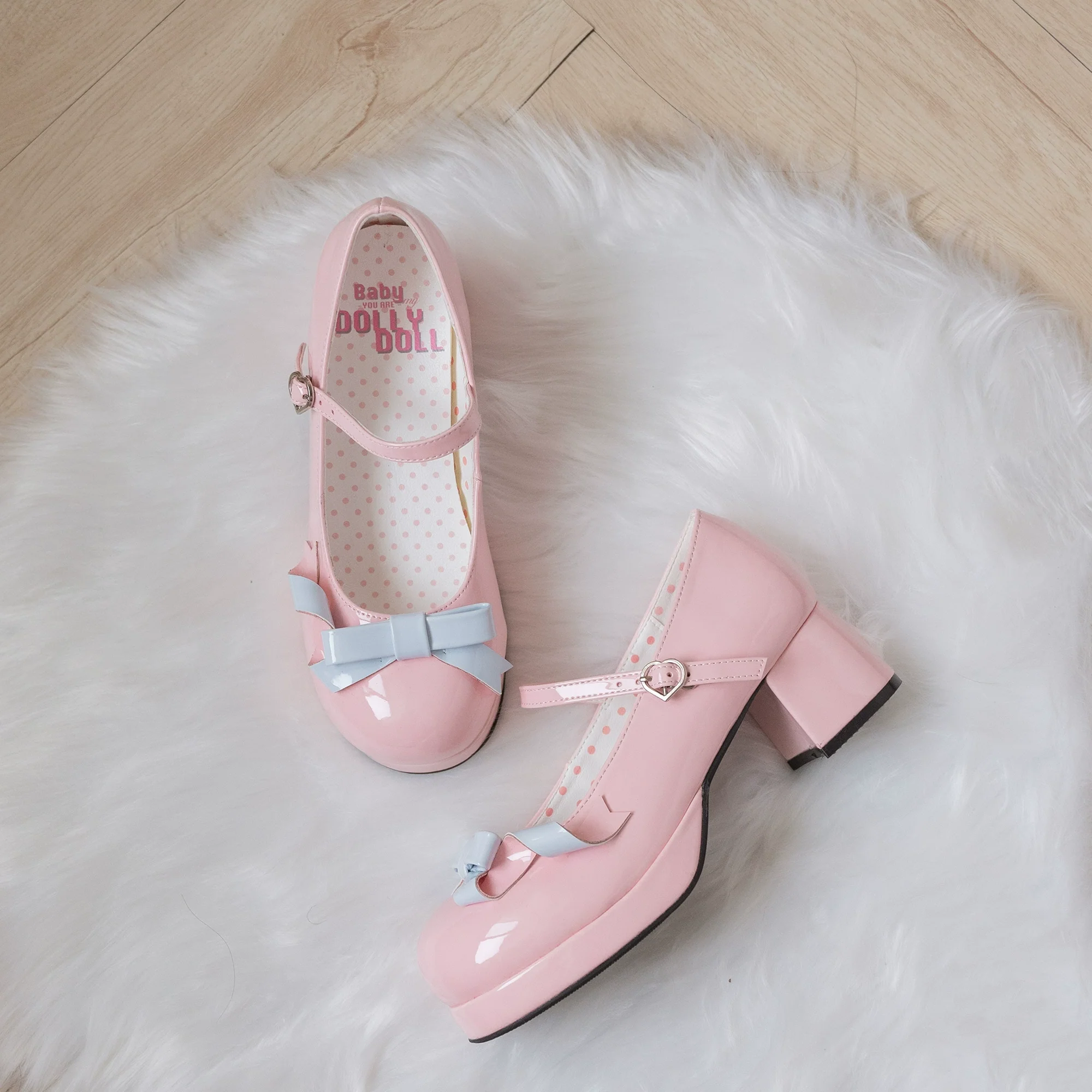 Dolly Doll - Lovers' Gift - Round Toe Middle Heel Mary Jane Lolita Shoes - Image 87