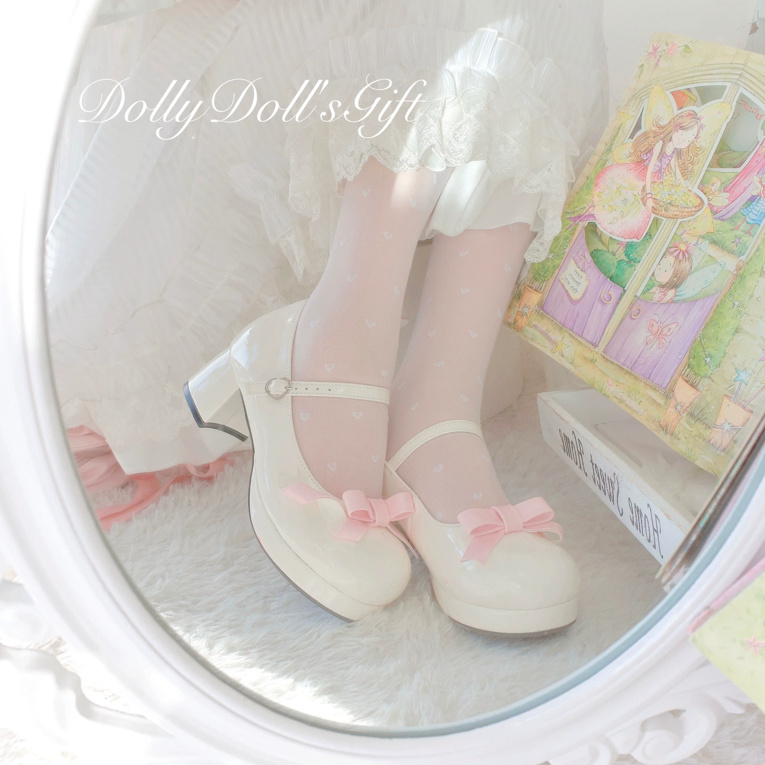 Dolly Doll - Lovers' Gift - Round Toe Middle Heel Mary Jane Lolita Shoes - Image 97