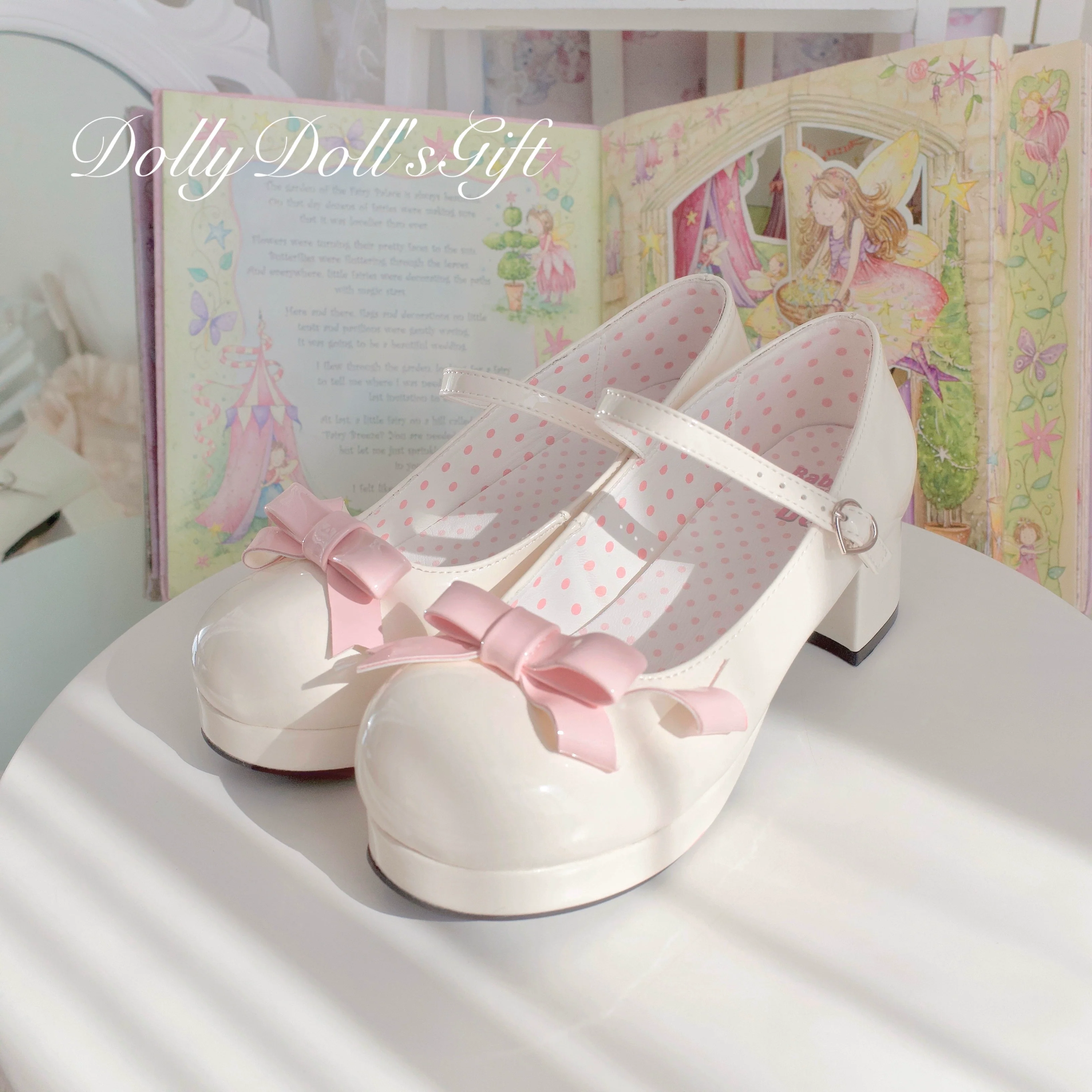 Dolly Doll - Lovers' Gift - Round Toe Middle Heel Mary Jane Lolita Shoes - Image 98