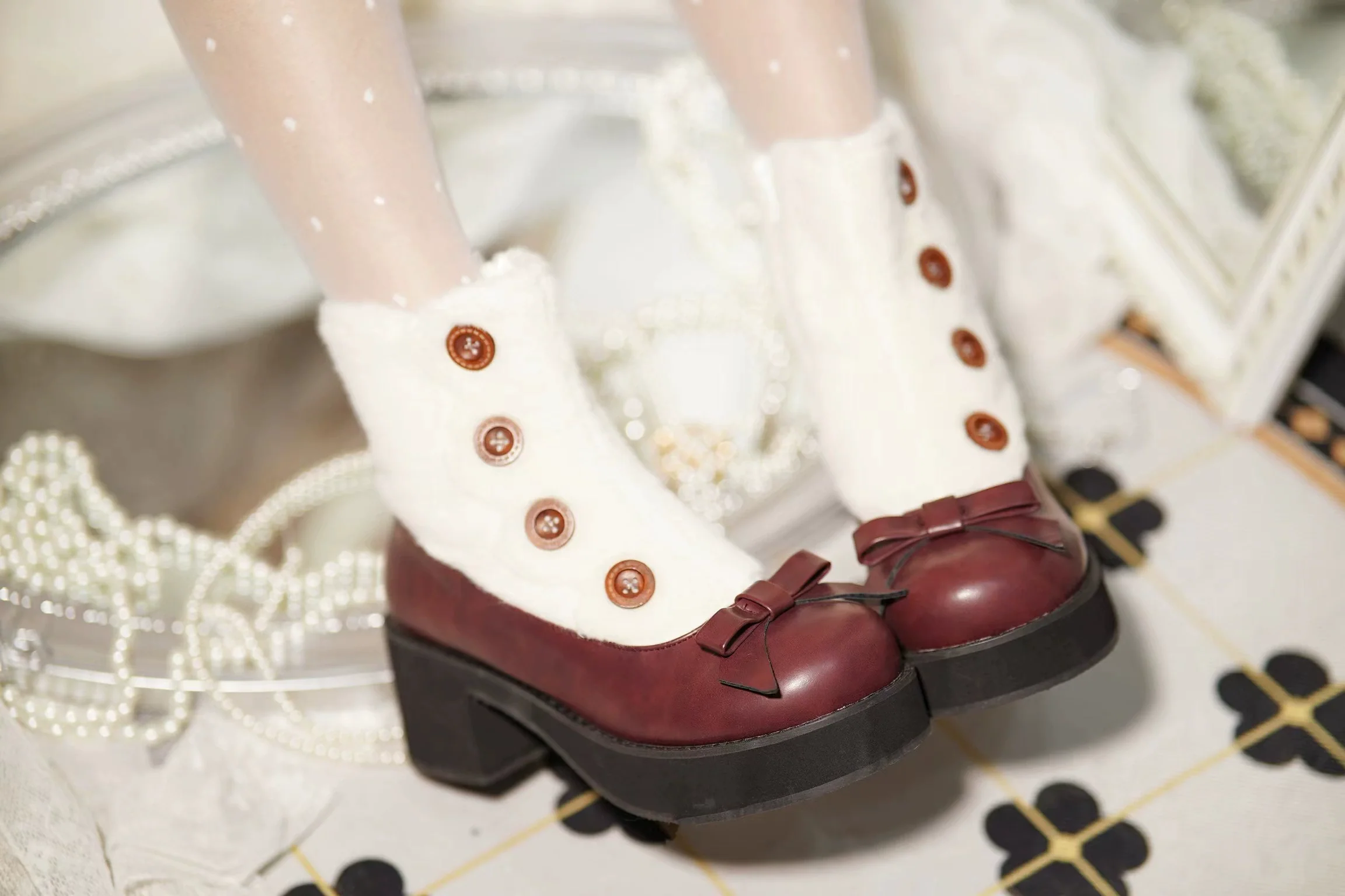 Dolly Doll - Winter Lolita Boots Fur Mary Jane Lolita Low Heel Shoes - Image 12