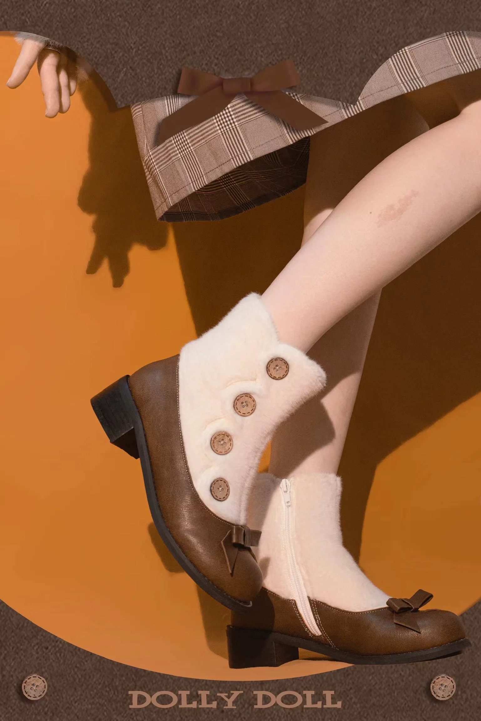 Dolly Doll - Winter Lolita Boots Fur Mary Jane Lolita Low Heel Shoes - Image 32