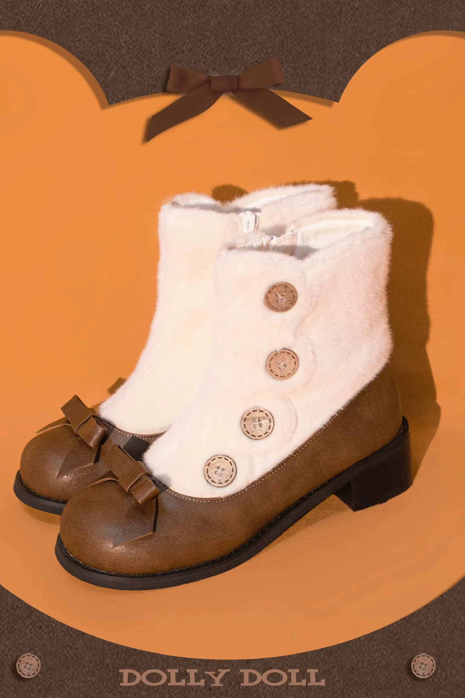 Dolly Doll - Winter Lolita Boots Fur Mary Jane Lolita Low Heel Shoes - Image 34