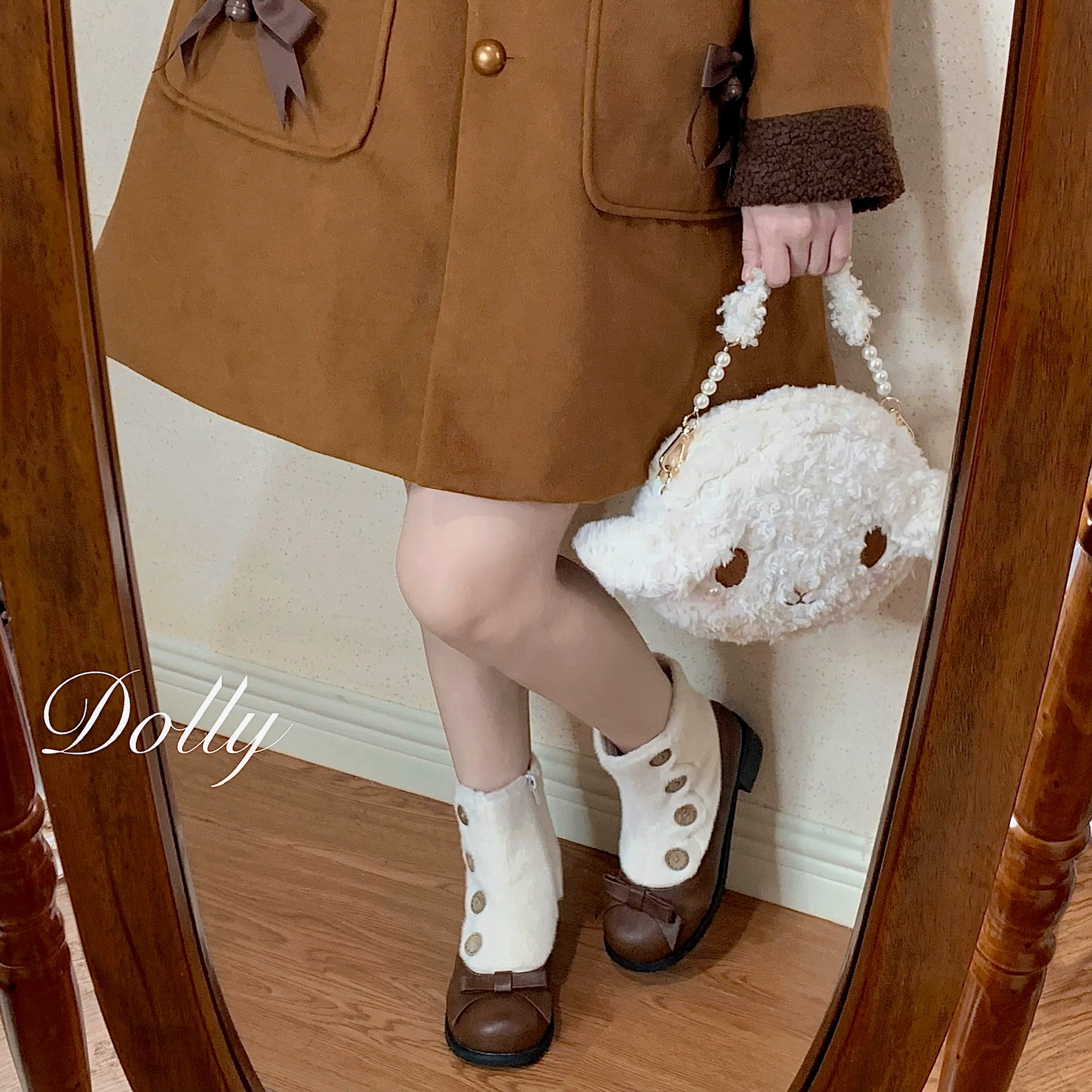 Dolly Doll - Winter Lolita Boots Fur Mary Jane Lolita Low Heel Shoes - Image 39