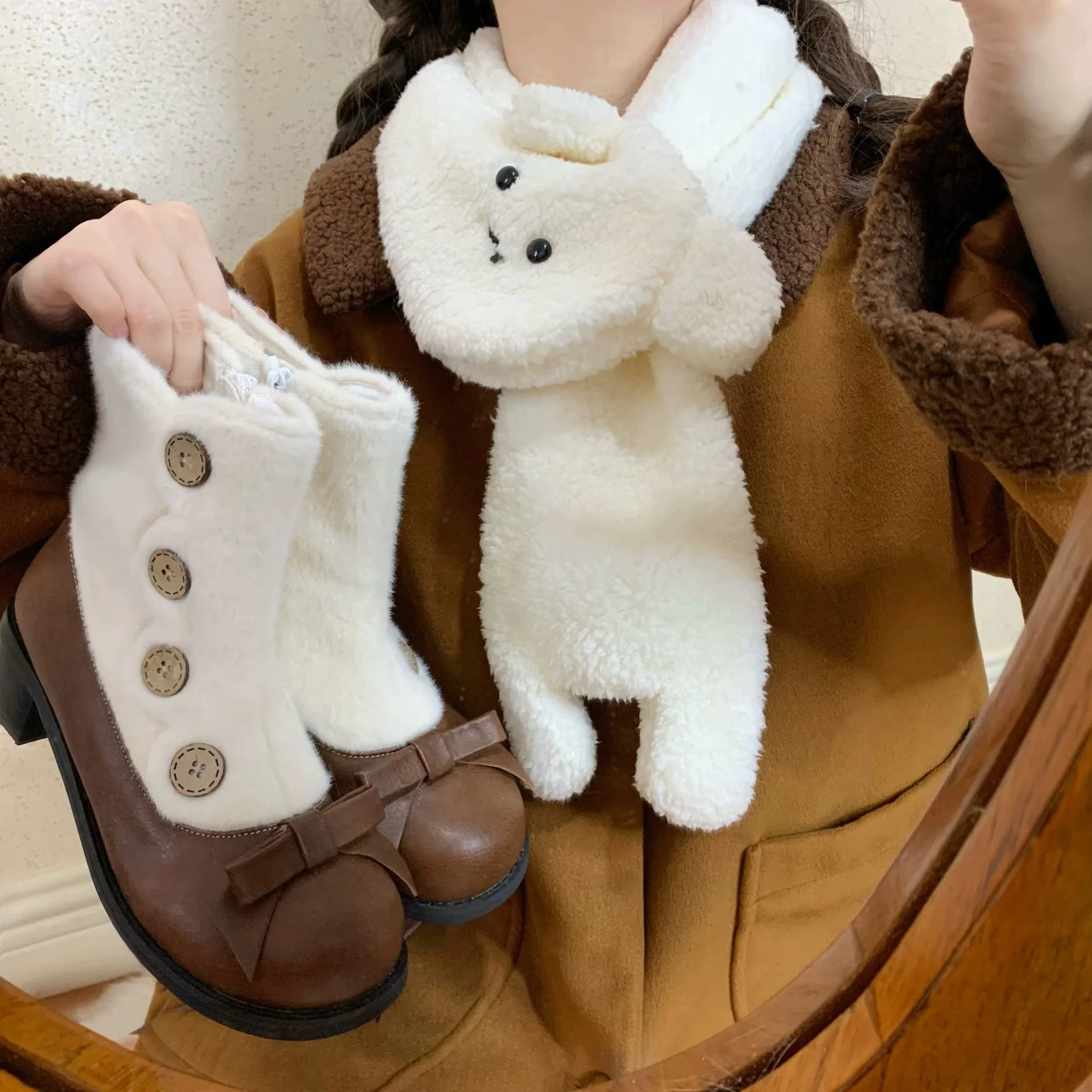 Dolly Doll - Winter Lolita Boots Fur Mary Jane Lolita Low Heel Shoes - Image 40