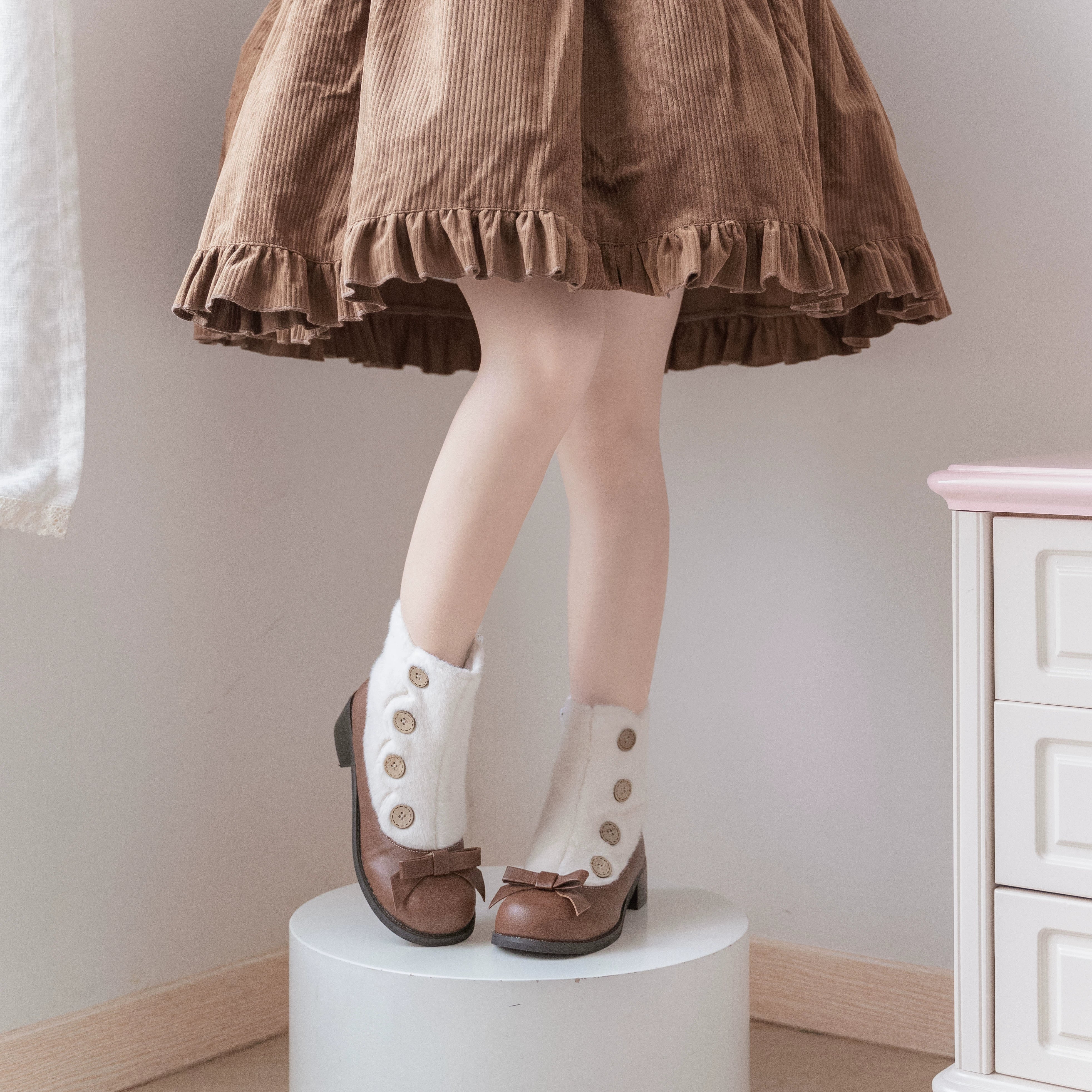 Dolly Doll - Winter Lolita Boots Fur Mary Jane Lolita Low Heel Shoes - Image 43
