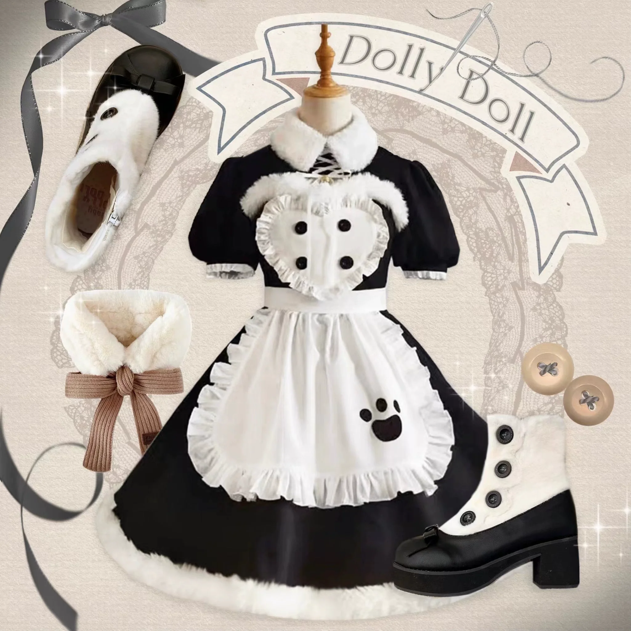 Dolly Doll - Winter Lolita Boots Fur Mary Jane Lolita Low Heel Shoes - Image 66