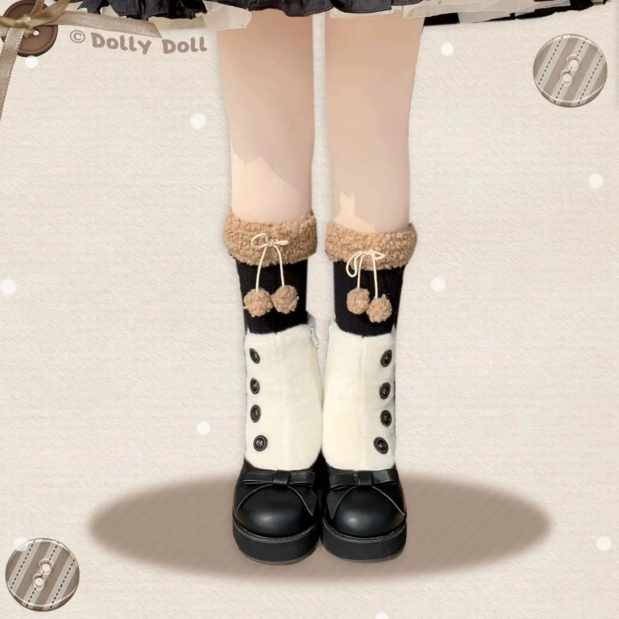 Dolly Doll - Winter Lolita Boots Fur Mary Jane Lolita Low Heel Shoes - Image 67