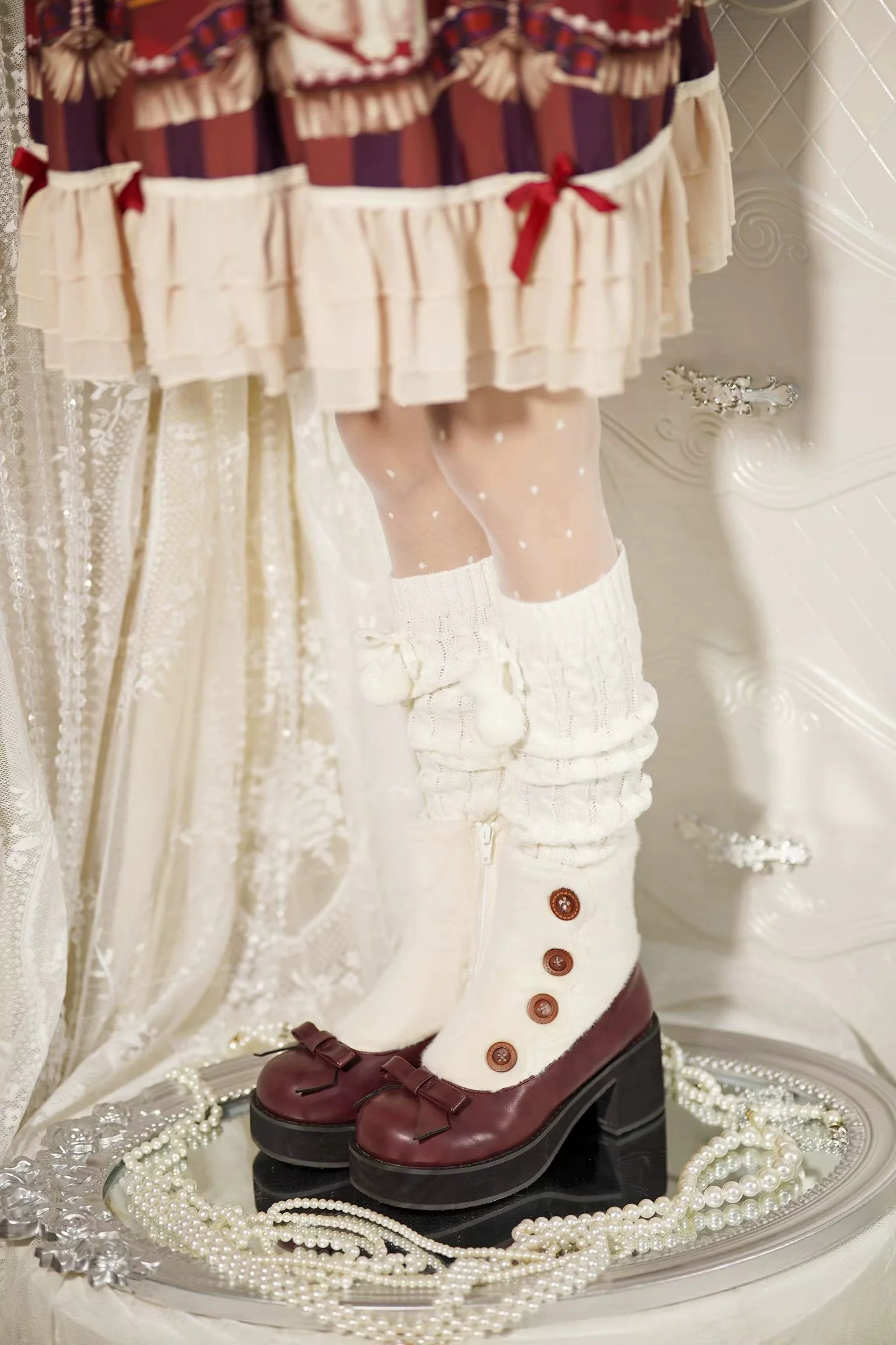Dolly Doll - Winter Lolita Boots Fur Mary Jane Lolita Low Heel Shoes - Image 7