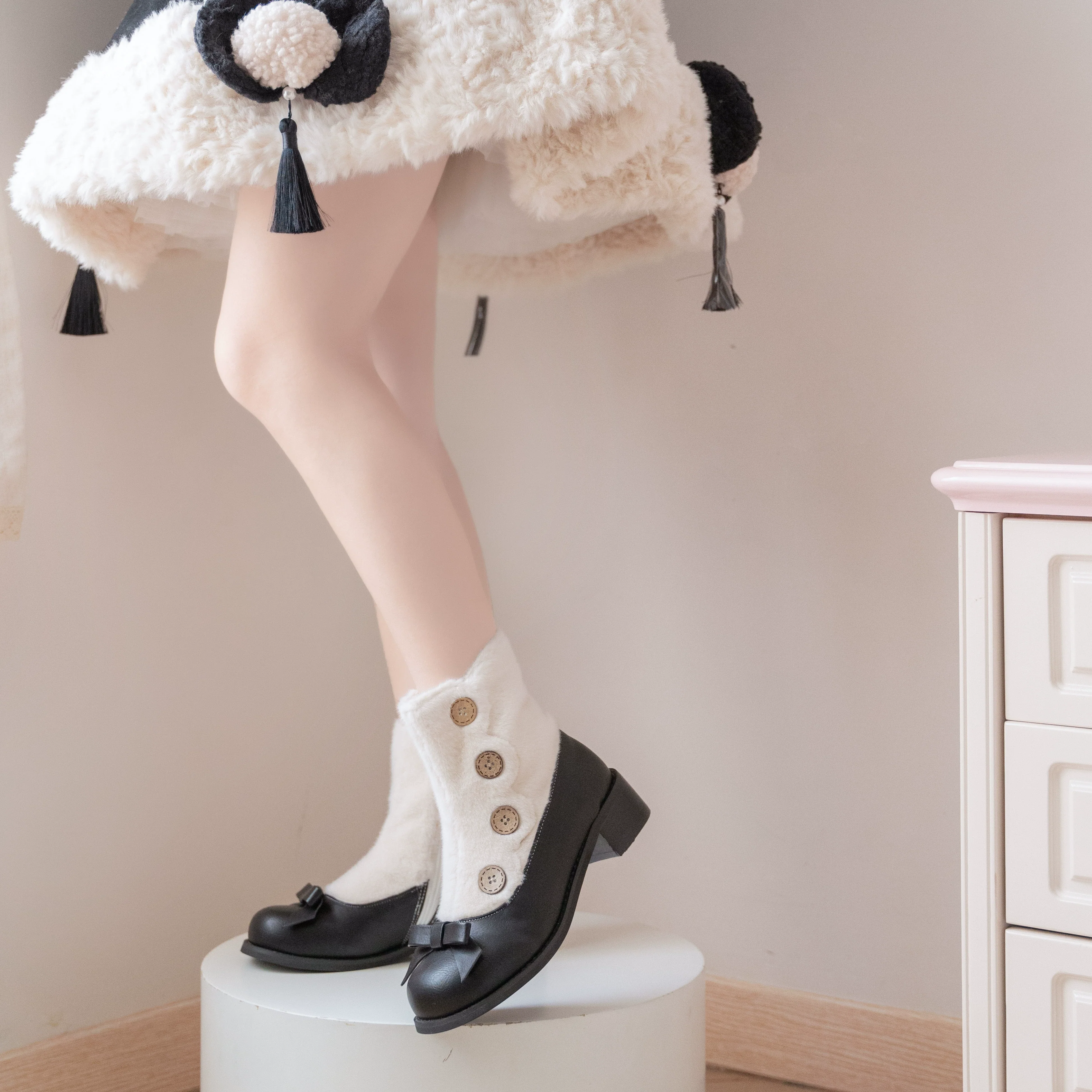 Dolly Doll - Winter Lolita Boots Fur Mary Jane Lolita Low Heel Shoes - Image 73