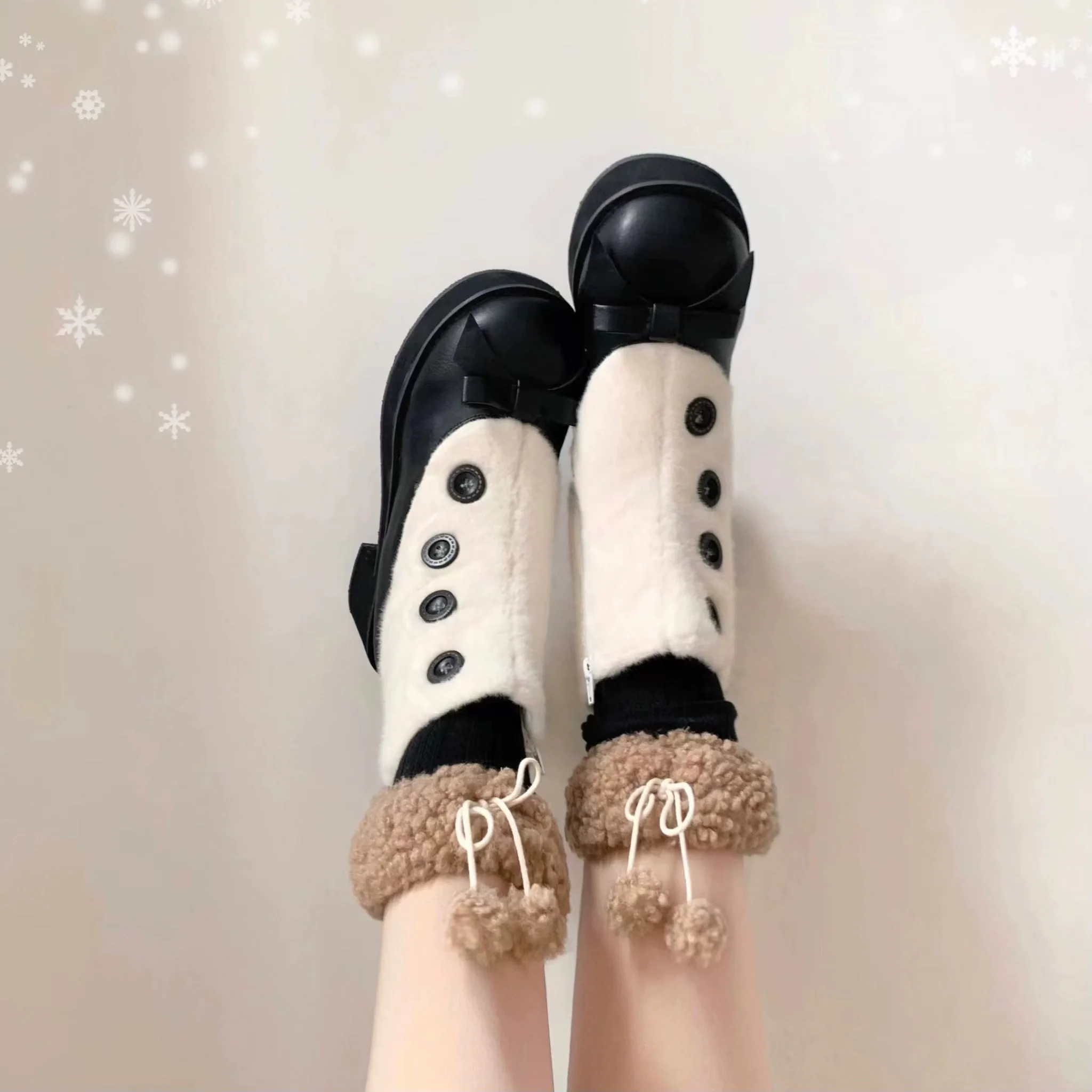 Dolly Doll - Winter Lolita Boots Fur Mary Jane Lolita Low Heel Shoes - Image 78