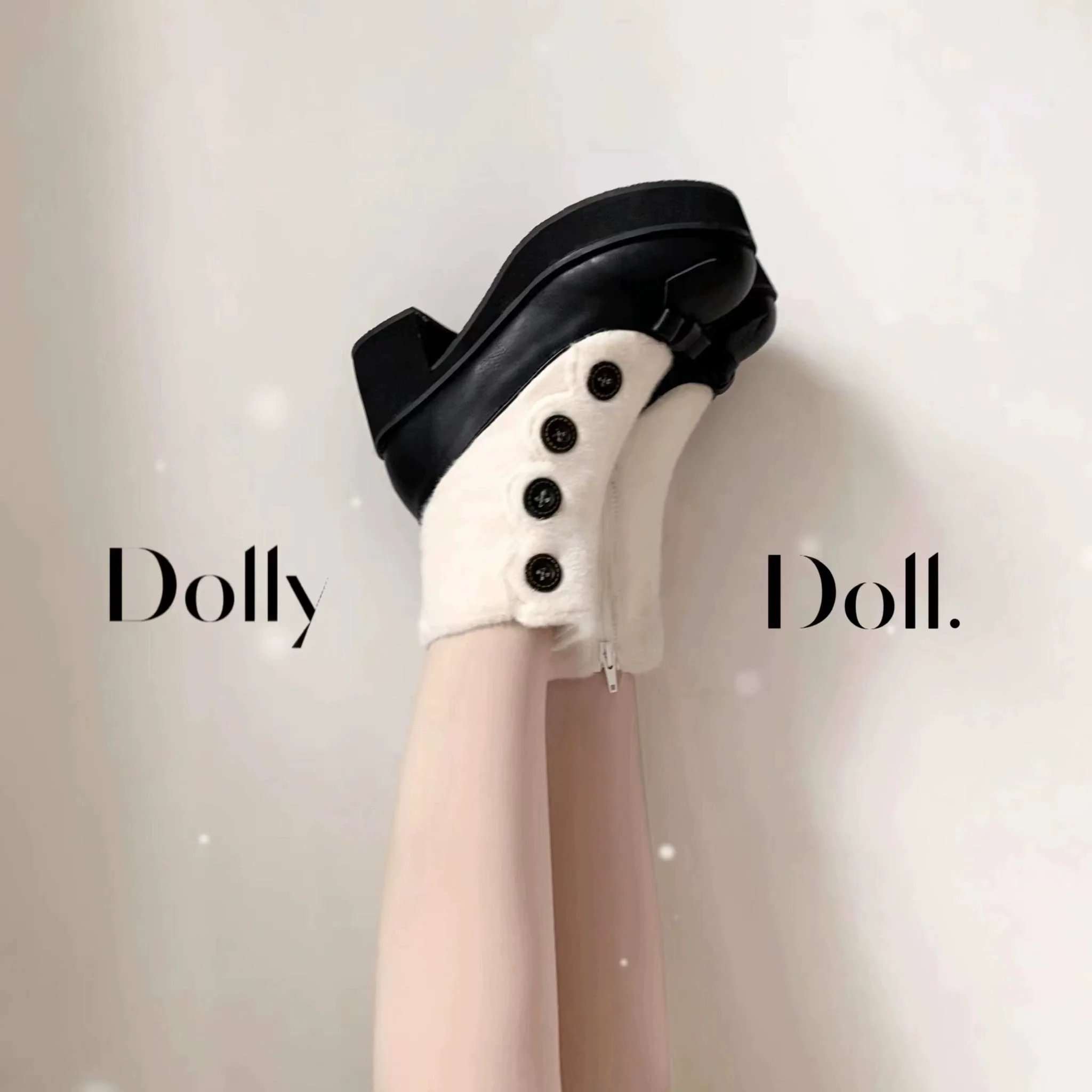 Dolly Doll - Winter Lolita Boots Fur Mary Jane Lolita Low Heel Shoes - Image 81