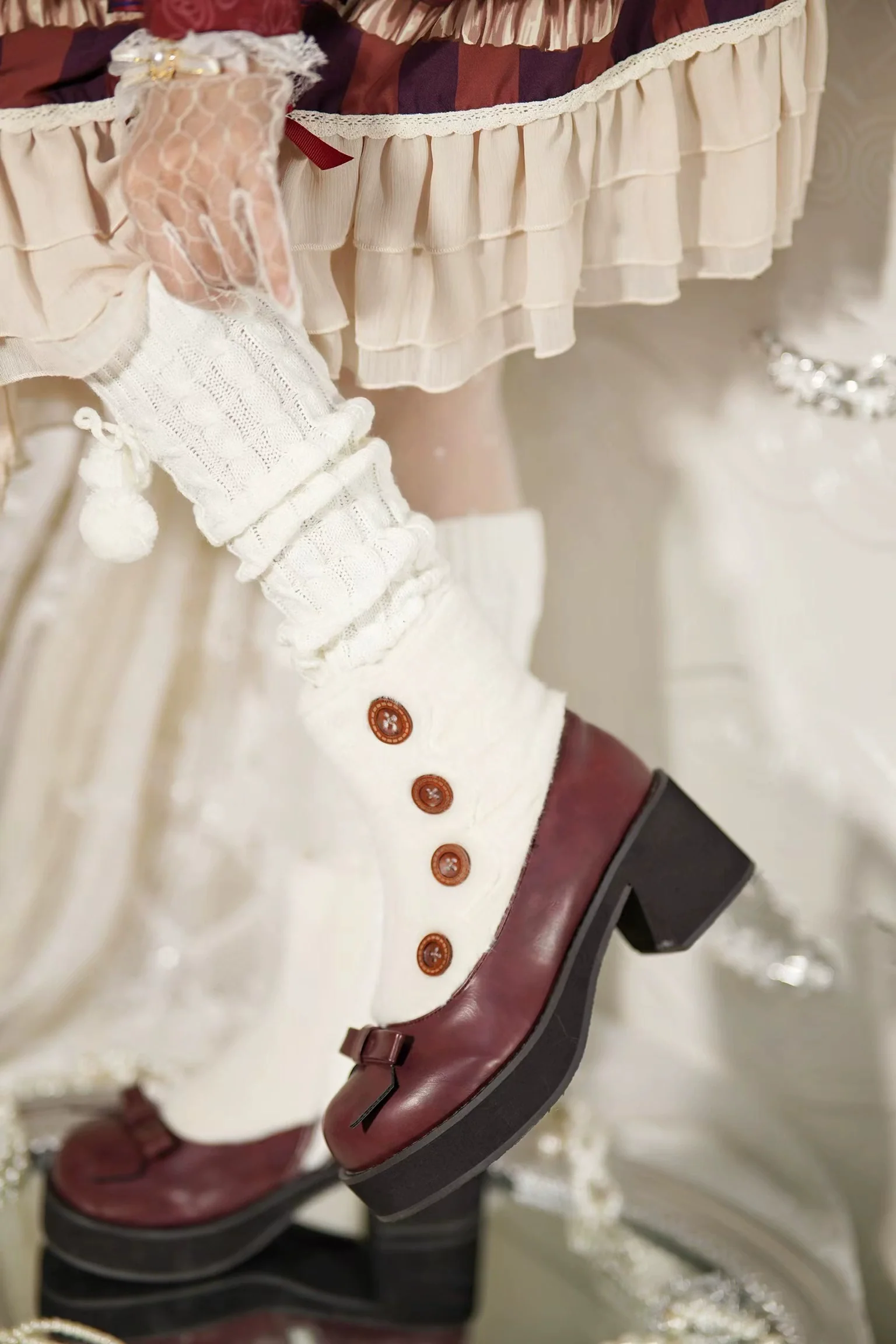 Dolly Doll - Winter Lolita Boots Fur Mary Jane Lolita Low Heel Shoes - Image 9