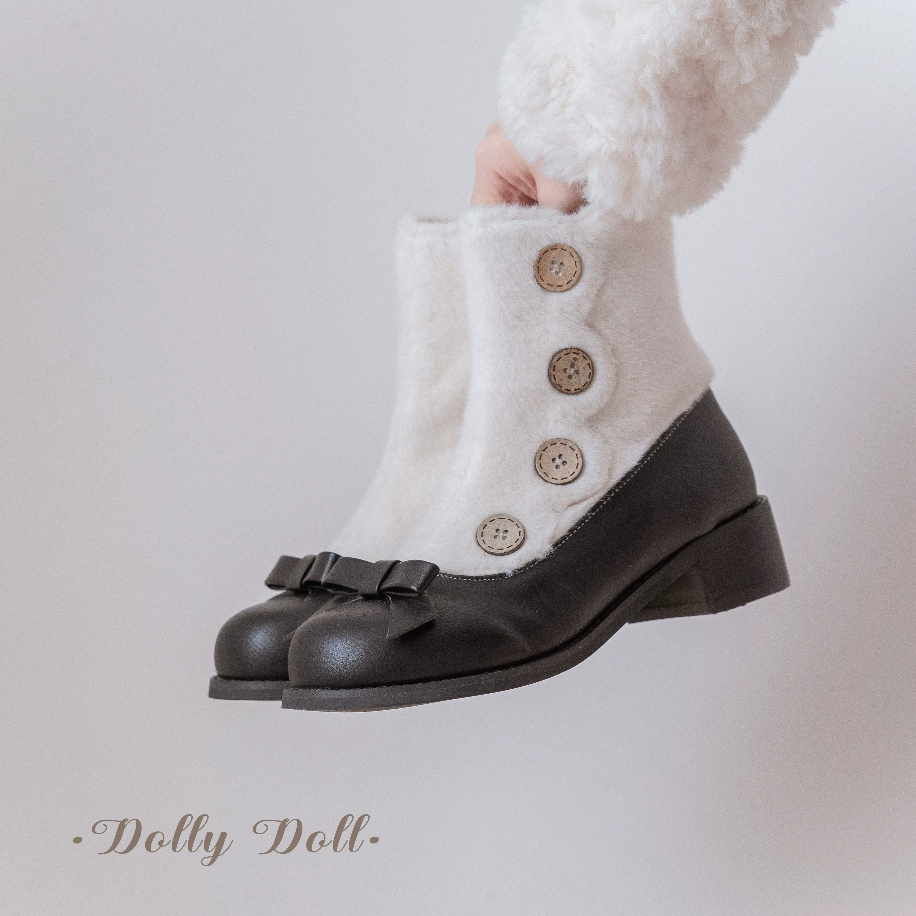 Dolly Doll - Winter Lolita Boots Fur Mary Jane Lolita Low Heel Shoes - Image 93