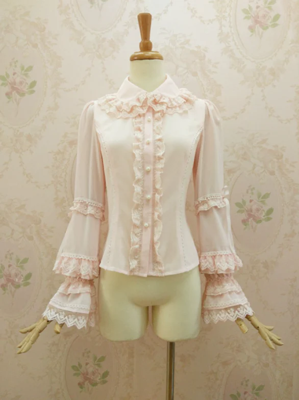 Double-layer Flounce Chiffon Lolita Blouse - Image 3