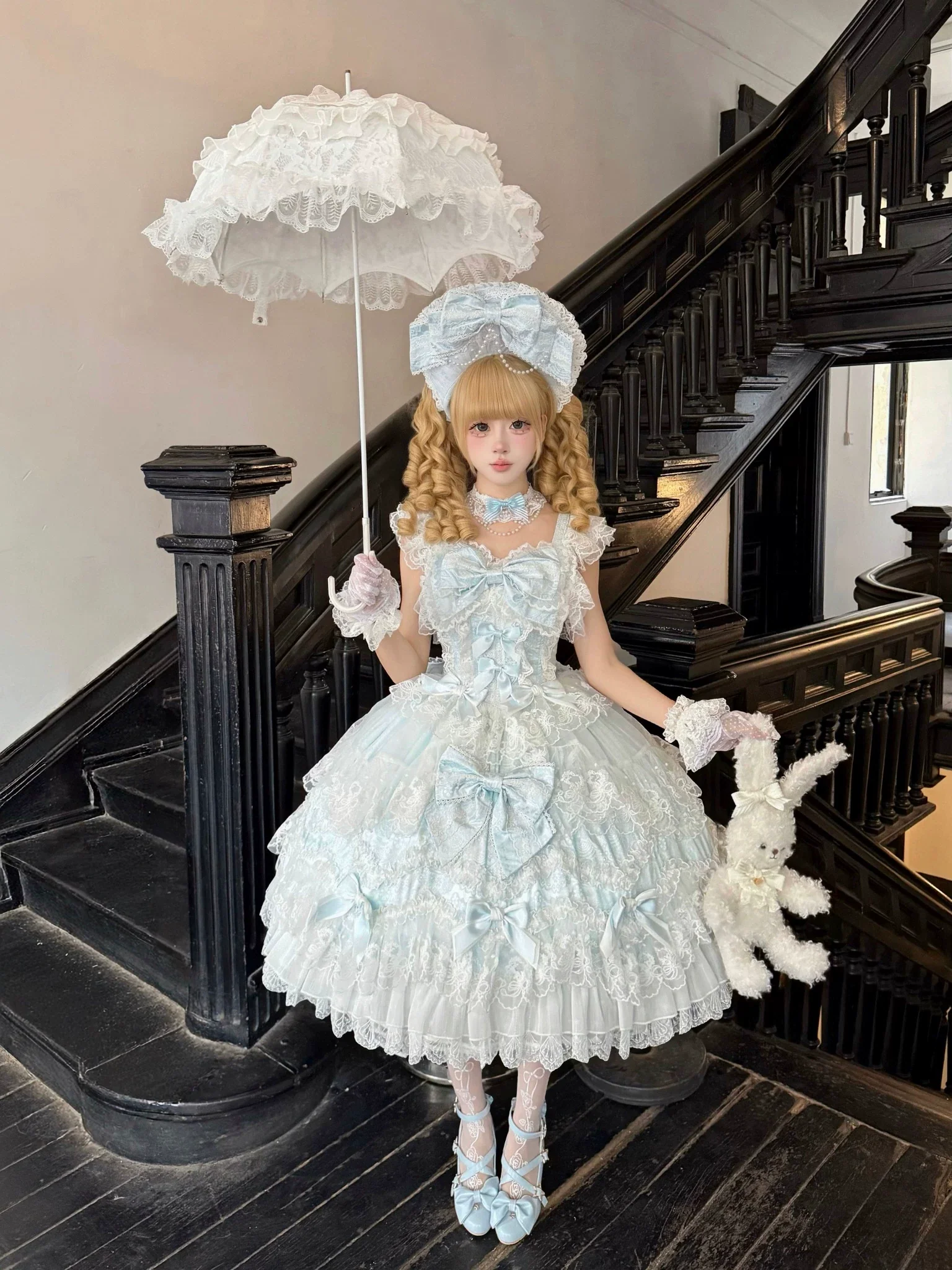 Sakura Blossom Dream - Dreamy Sweet Lolita JSK Dress, Abundant Lace & Bows - Image 10